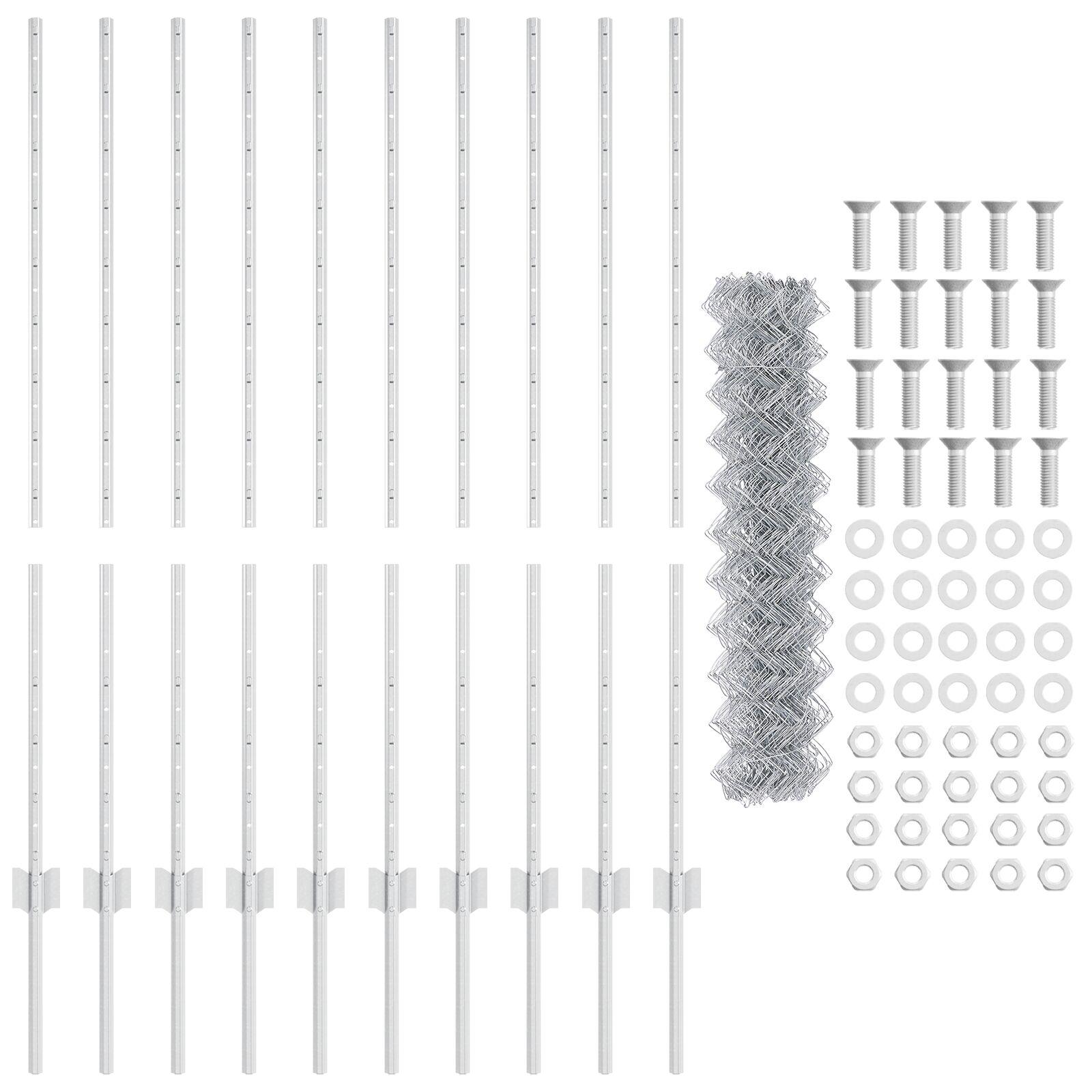 Kædehegn med 20 U-poster Sølv 1.2x10 m Stål