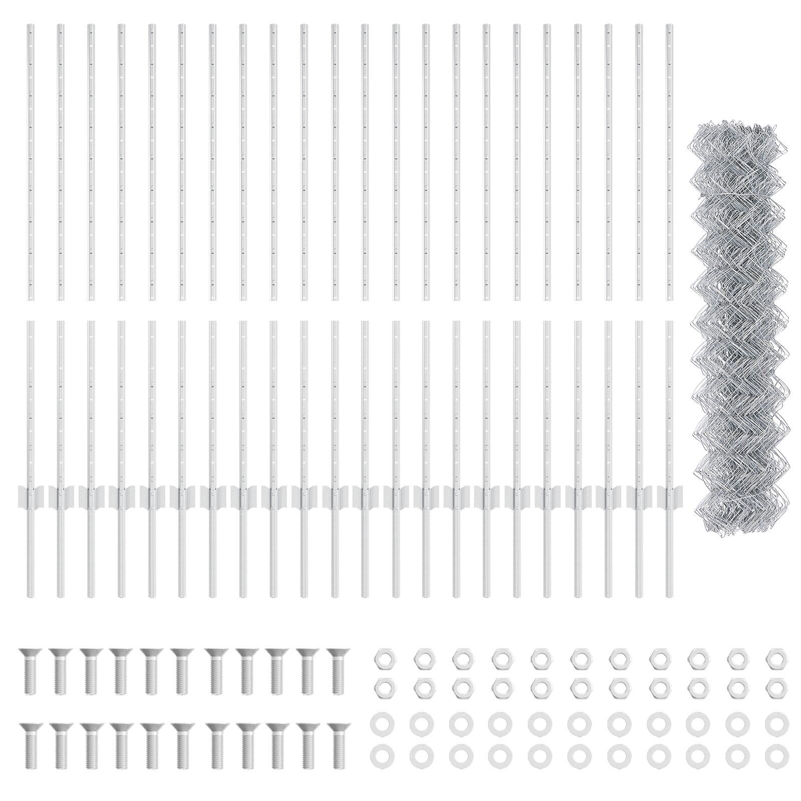 Kædehegn med 44 U-poster sølv 1.2m x 25m stål