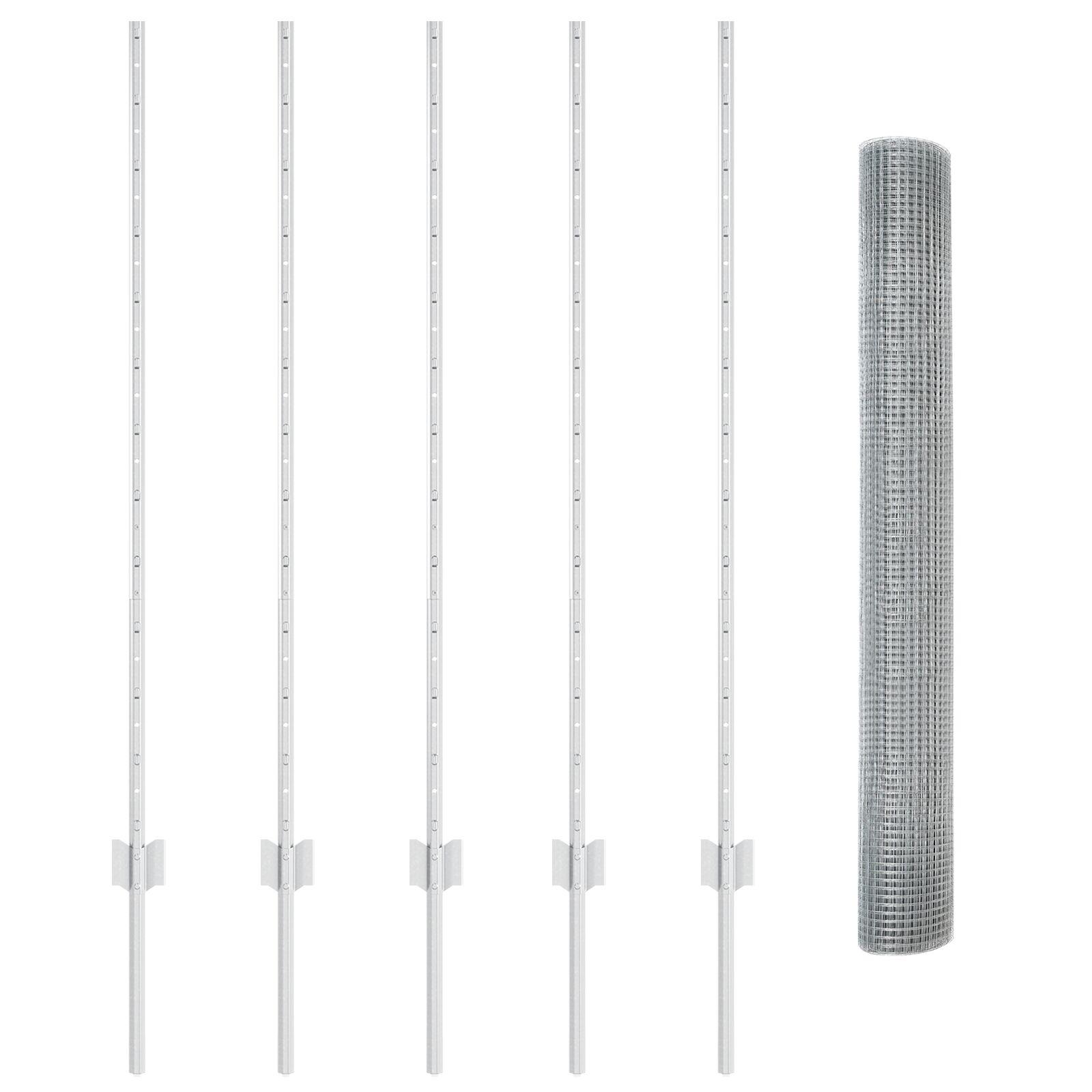 Svejset trådhegn med 10 U pæle Sølv 1.2x10 m Stål