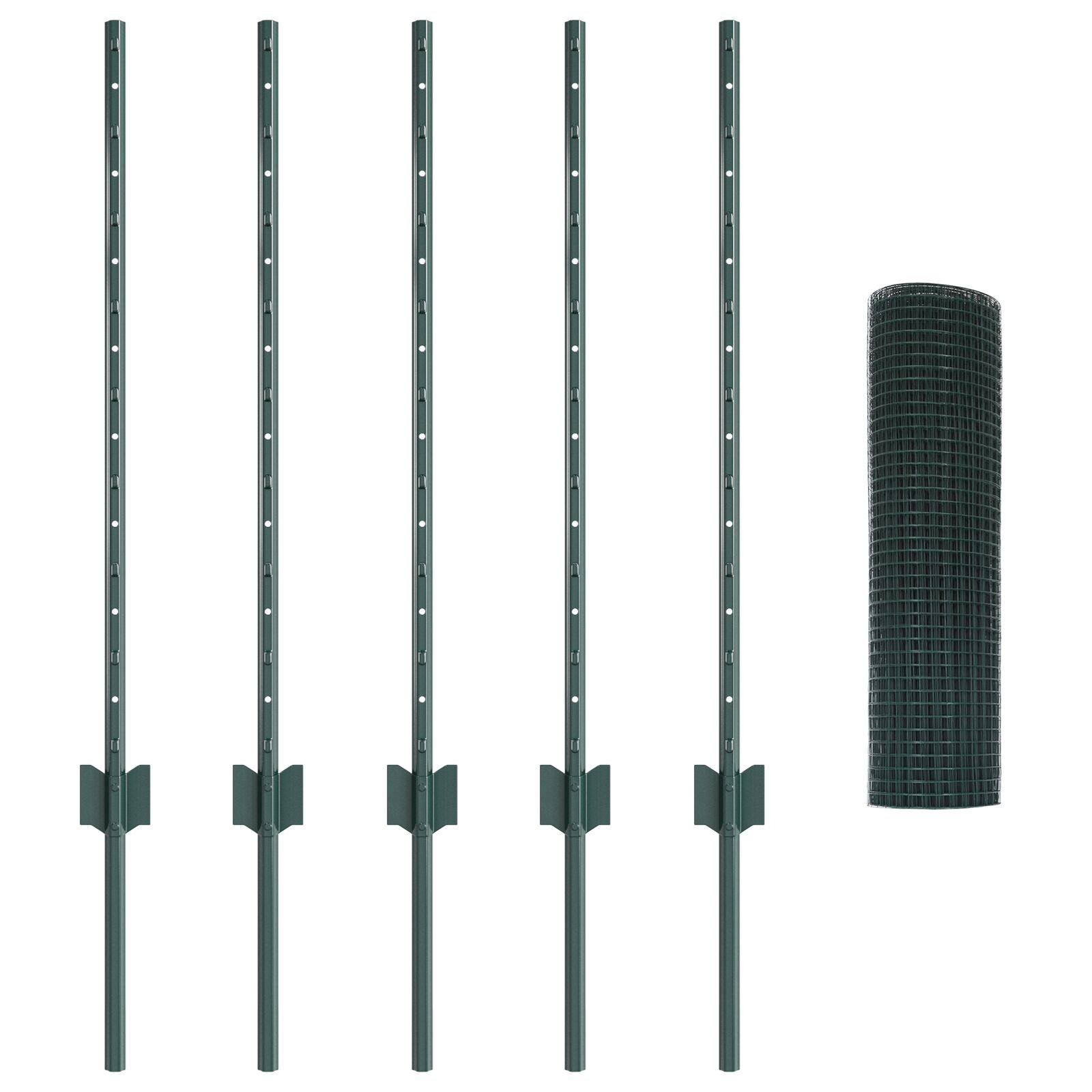 Svejset trådhegn med 5 U-poster Grøn 0,8x10 m Stål