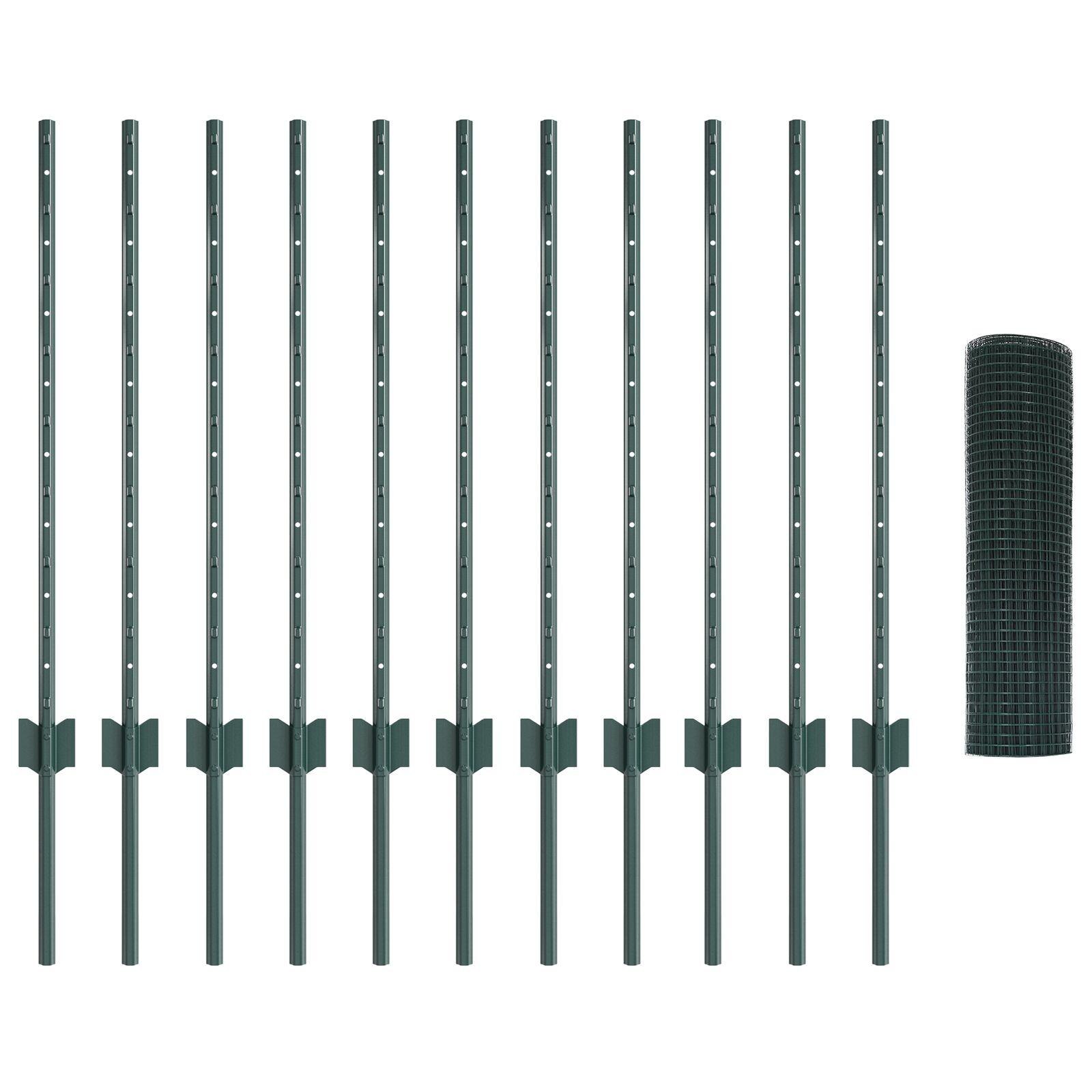 Svejsede Trådhegn med 11 U-poster Grøn 0,8x25 m Stål