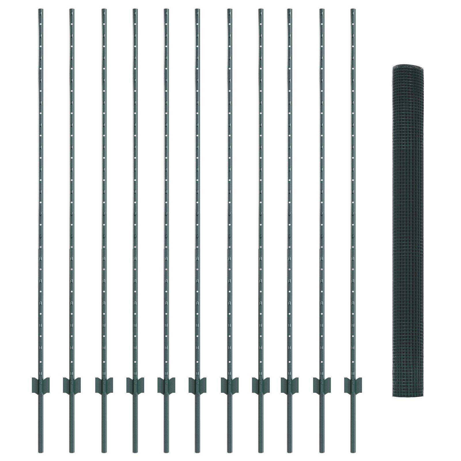 Svejsede trådhegn med 11 U-poster Grøn 1.5x25 m Stål