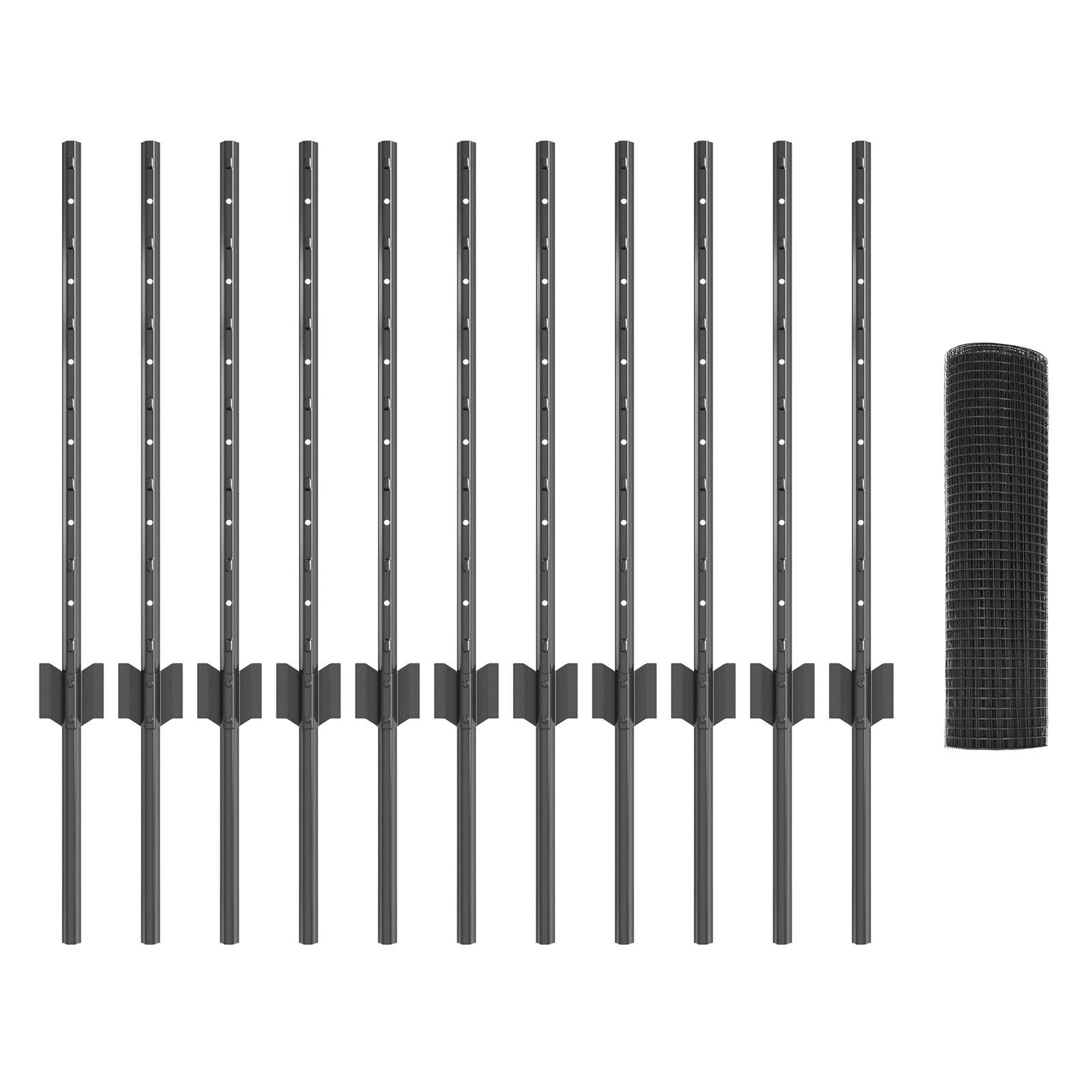 Svejset trådhegn med 11 U stolper Grå 0,6x25 m Stål