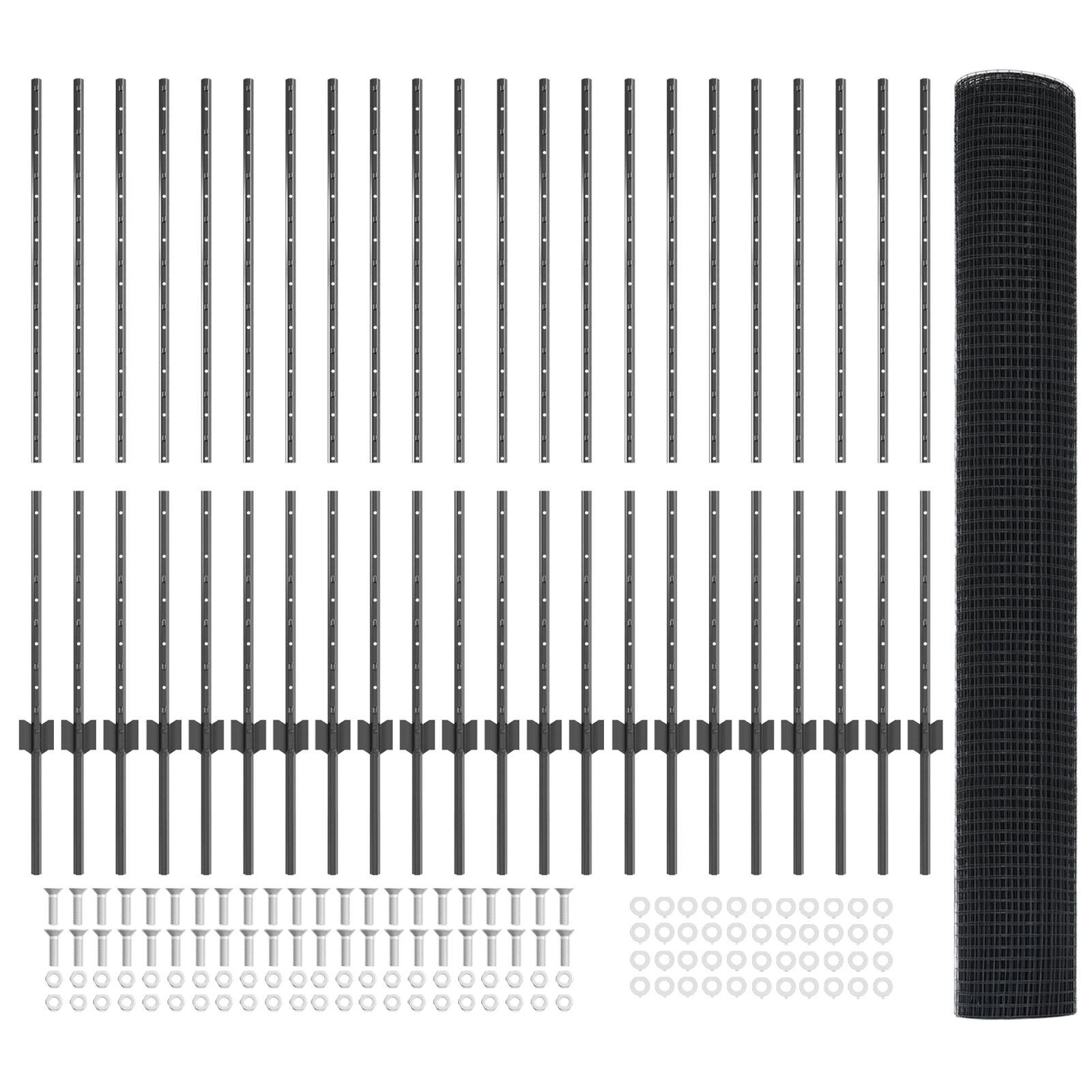 Svejset trådhegn med 44 U-poster grå 1,2 x 50 m stål