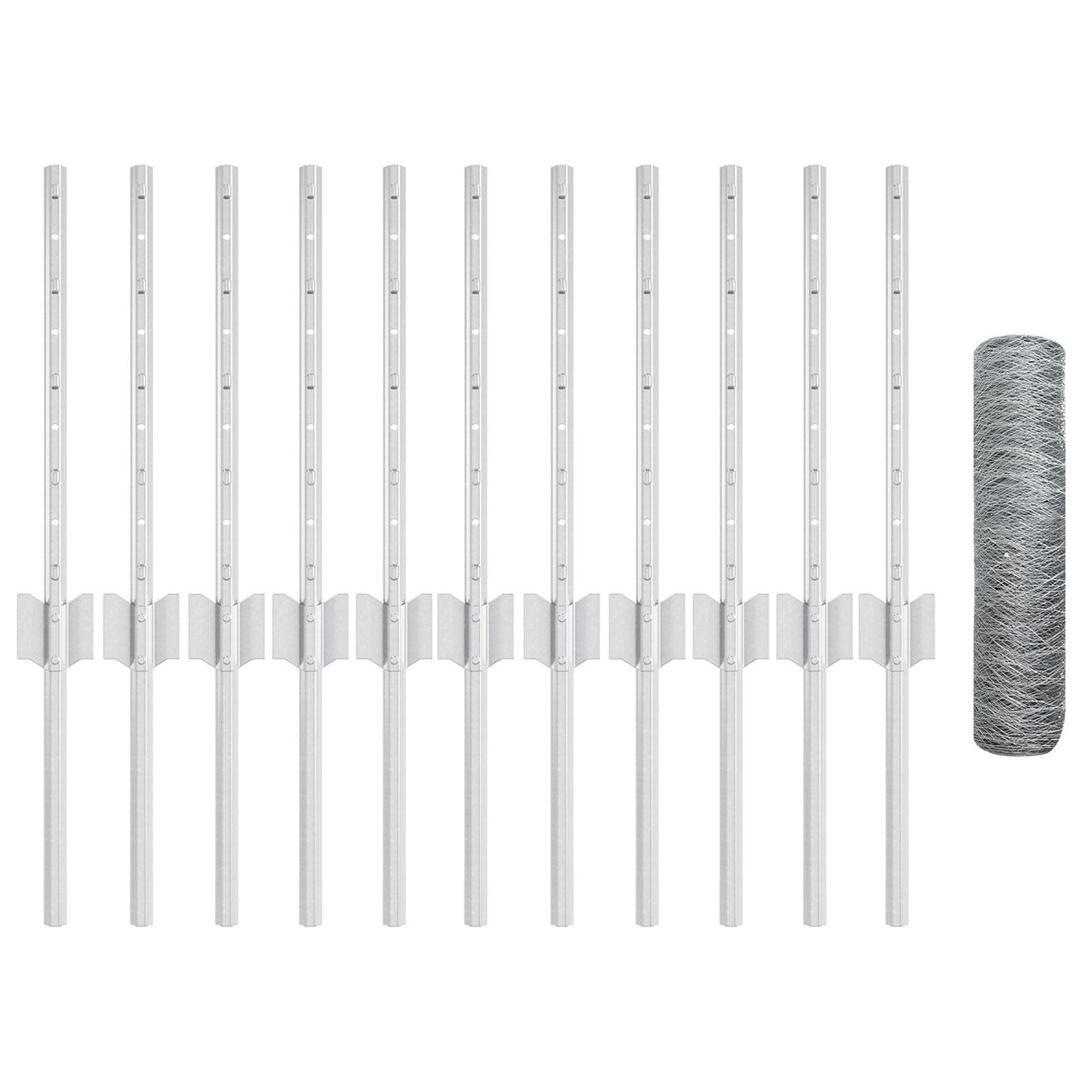 Hegnspidser 11 stk U-Kanal 40 cm Galvaniseret Stål,  Sekskantet Hegn 0,4x25 m Galvaniseret Stål