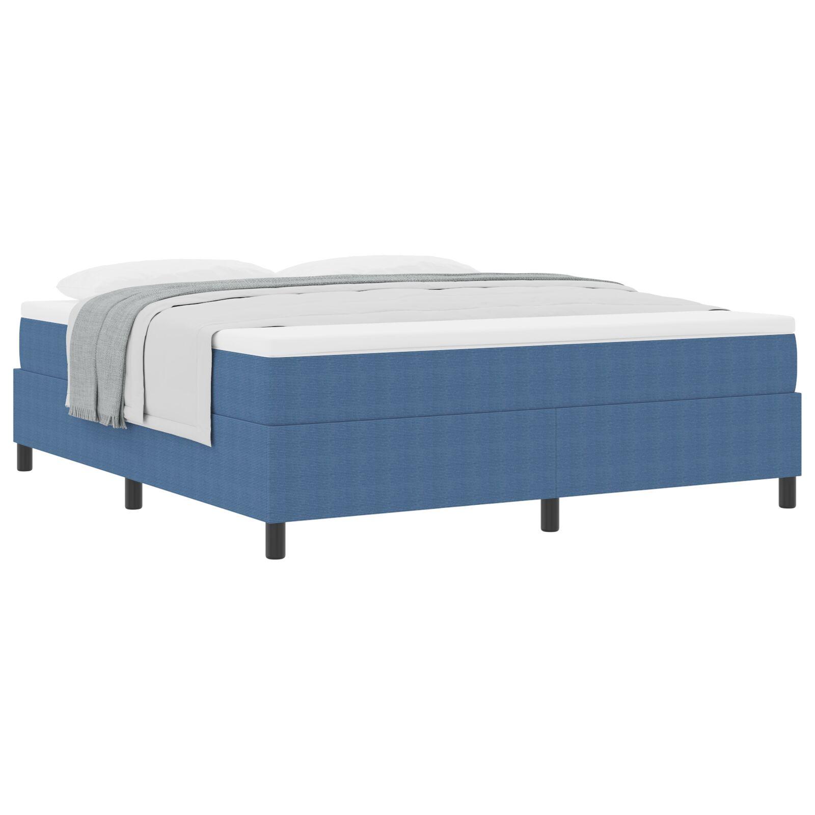 Kontinentalseng Blå og Hvid 203 x 180 x 60 cm Corduroy stof billede