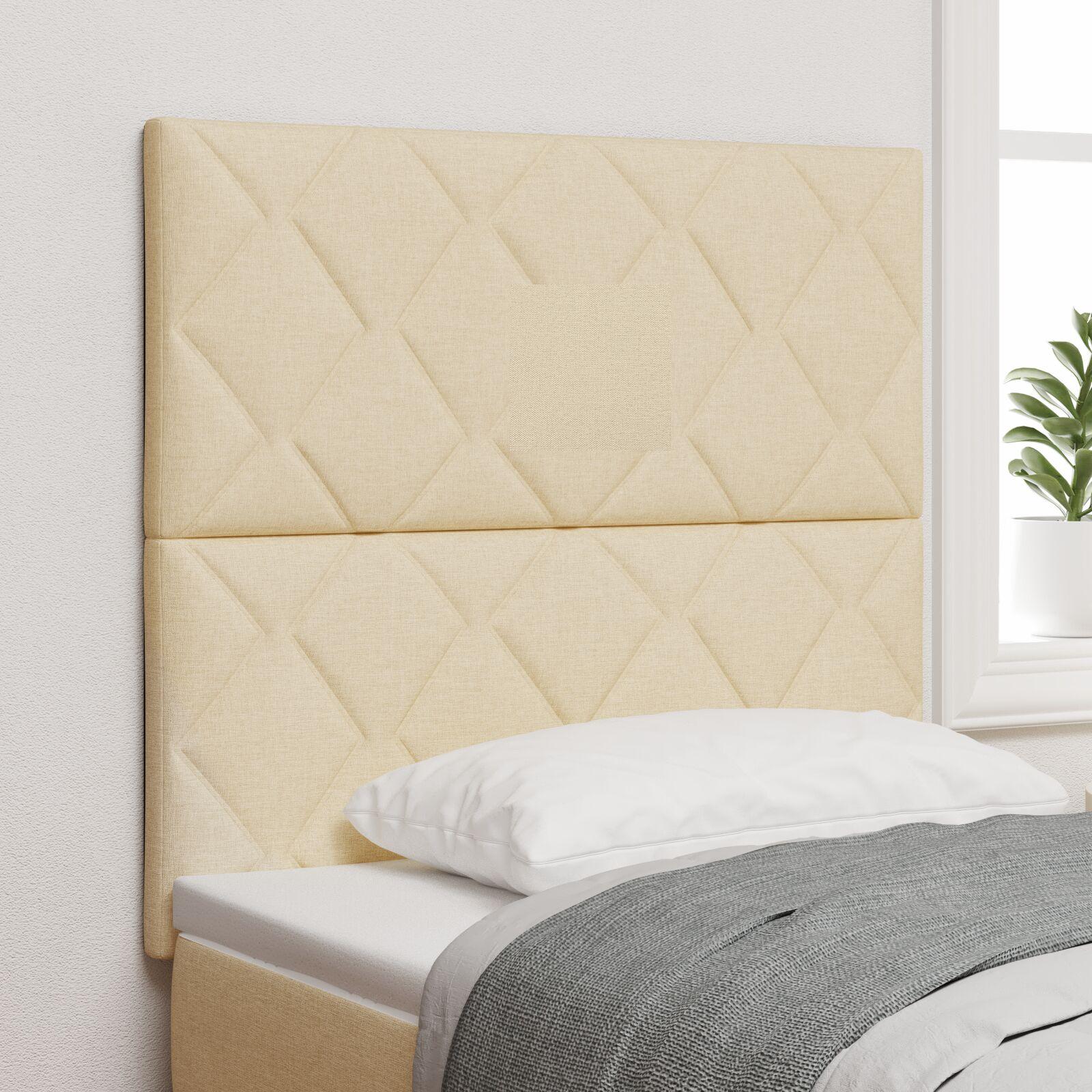 Sengegavl Diamantblokdesign Creme 90 cm Stof,  Sengegavl Diamantblokdesign Creme 180 cm Stof