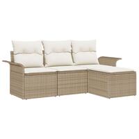 4-delt have sofa sæt med puder Beige Poly Rattan