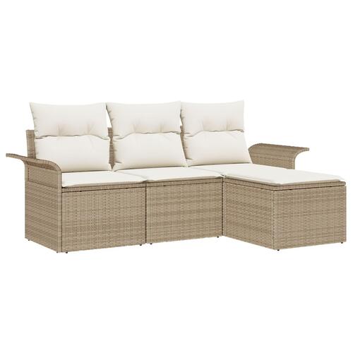 4-delt have sofa sæt med puder Beige Poly Rattan