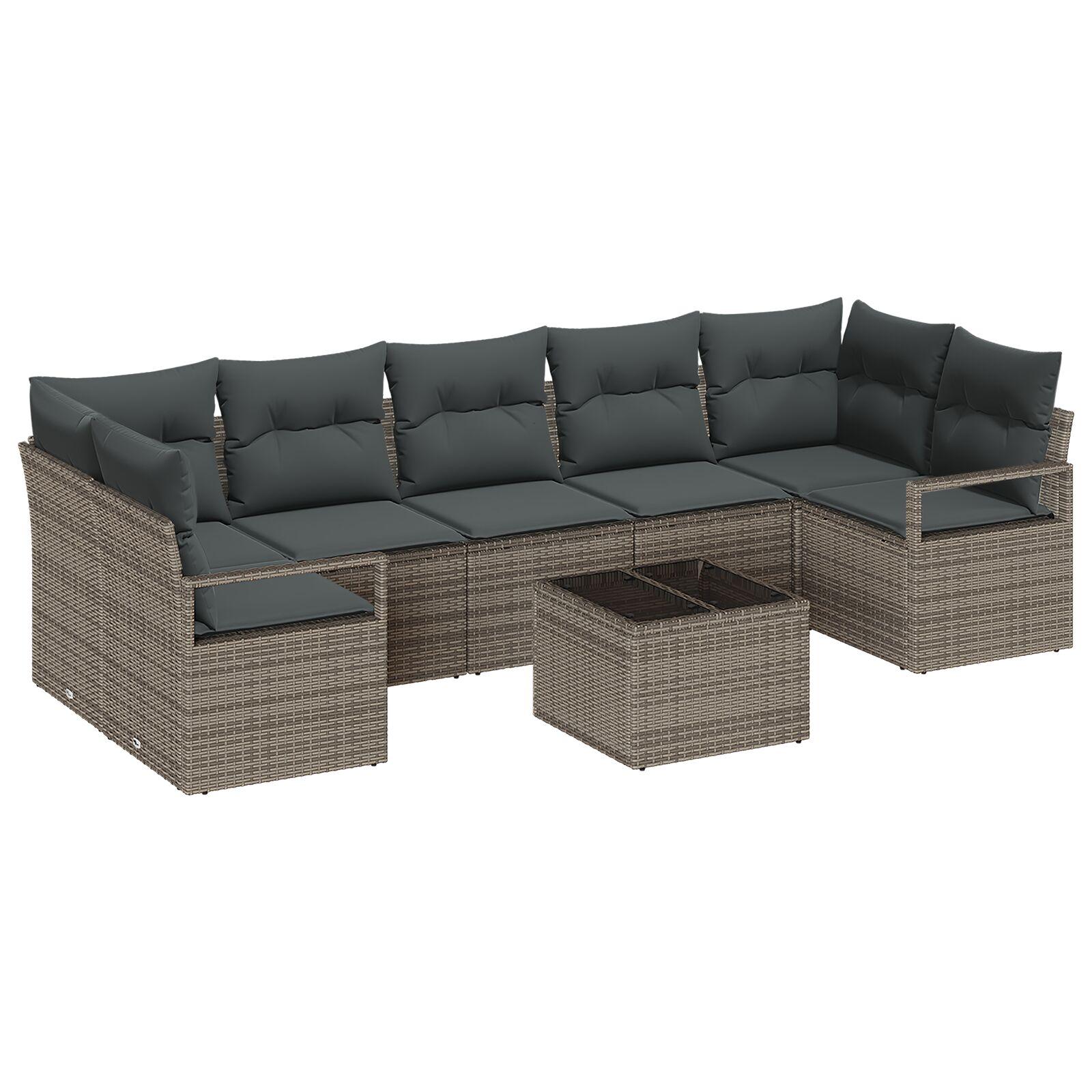 Havesofa Sæt 8 stk Grå 55 x 55 x 37 cm polyrattan billede