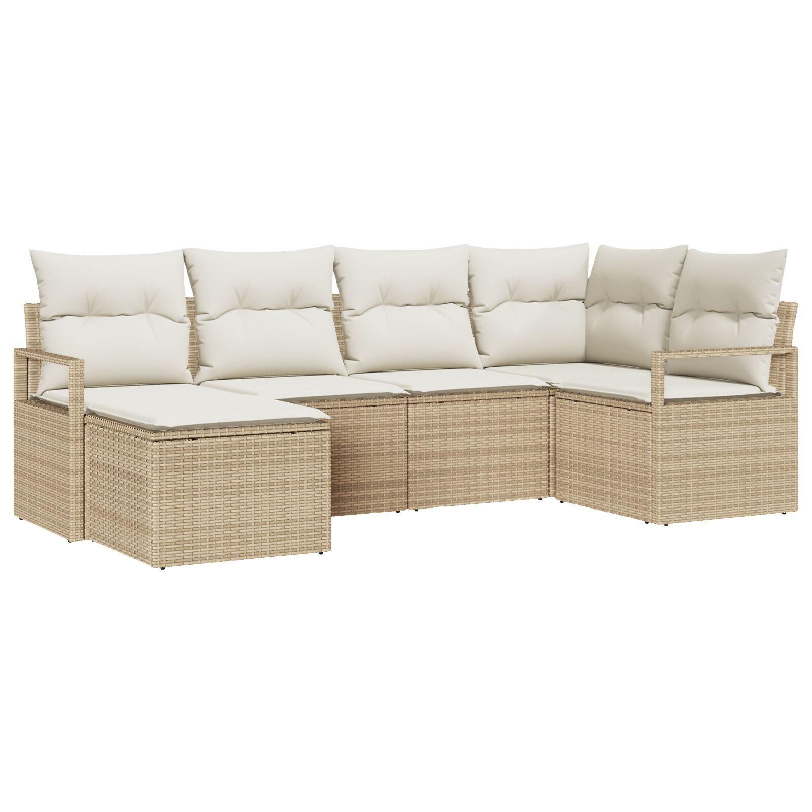 8-delt have sofa sæt med puder brun poly rattan,  2-personers have sofa med puder beige poly rattan