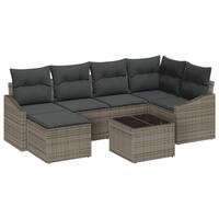 6-delt have sofa sæt med puder grå poly rattan