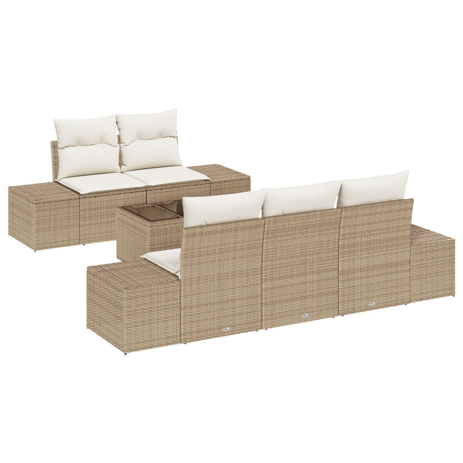 Havesofa sæt med puder i beige polyrattan