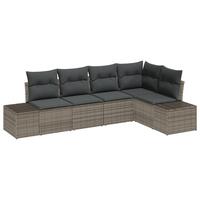 5 Deles Have Sofa Sæt med Puder Grå Poly Rattan