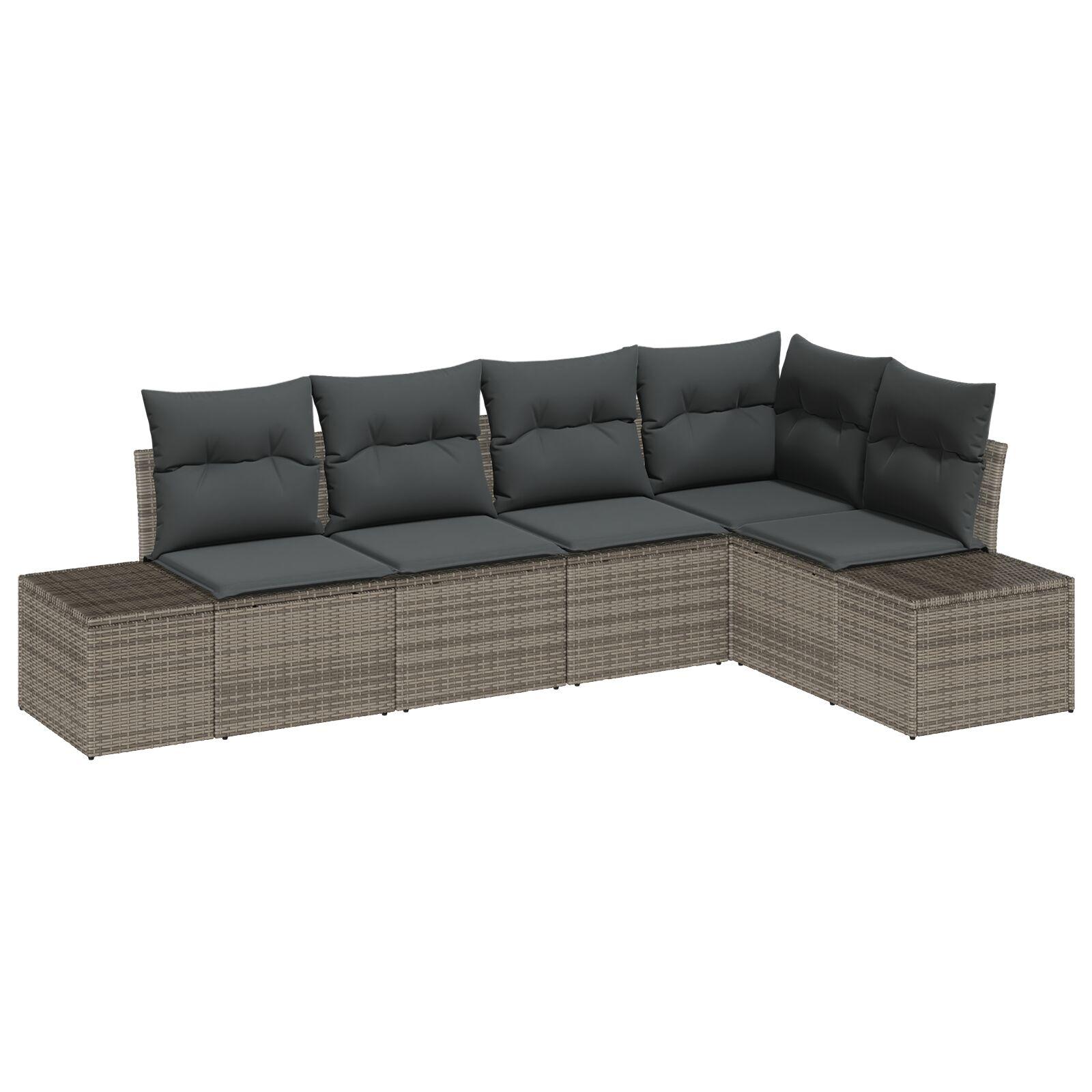 5 Deles Have Sofa Sæt med Puder Grå Poly Rattan