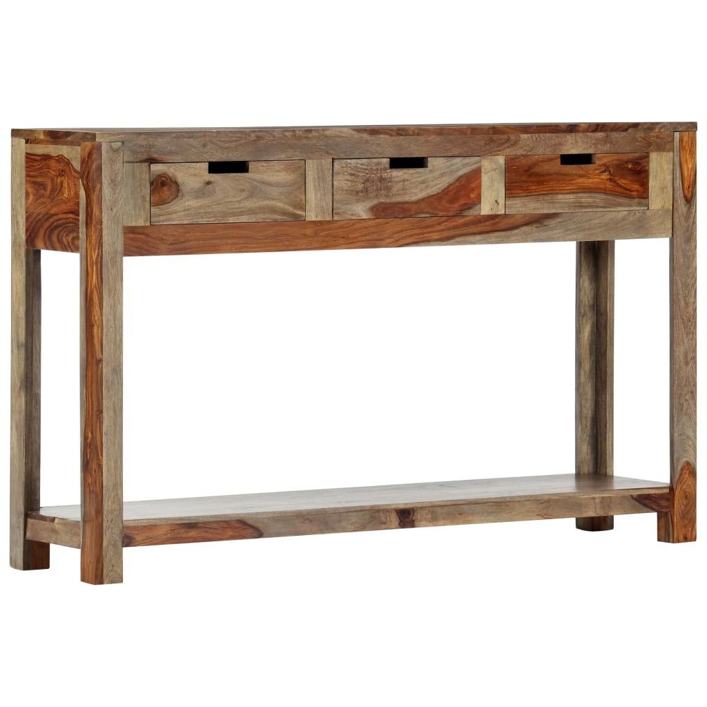 Konsolbord med 3 skuffer 120x30x75 cm massivt sheeshamtræ