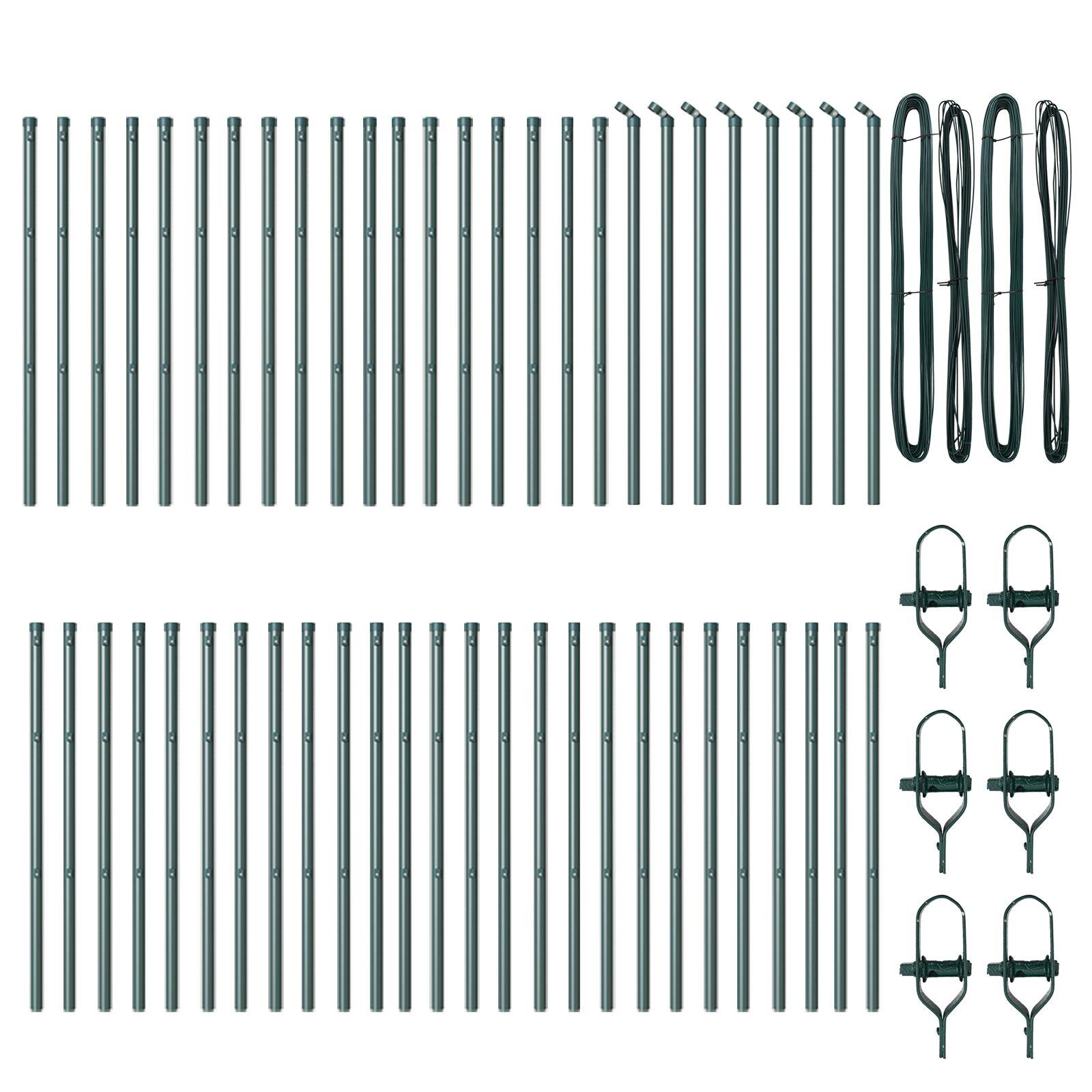 Stakitter 52 stk Grøn Ø32 mm 80 cm Galvaniseret Stål