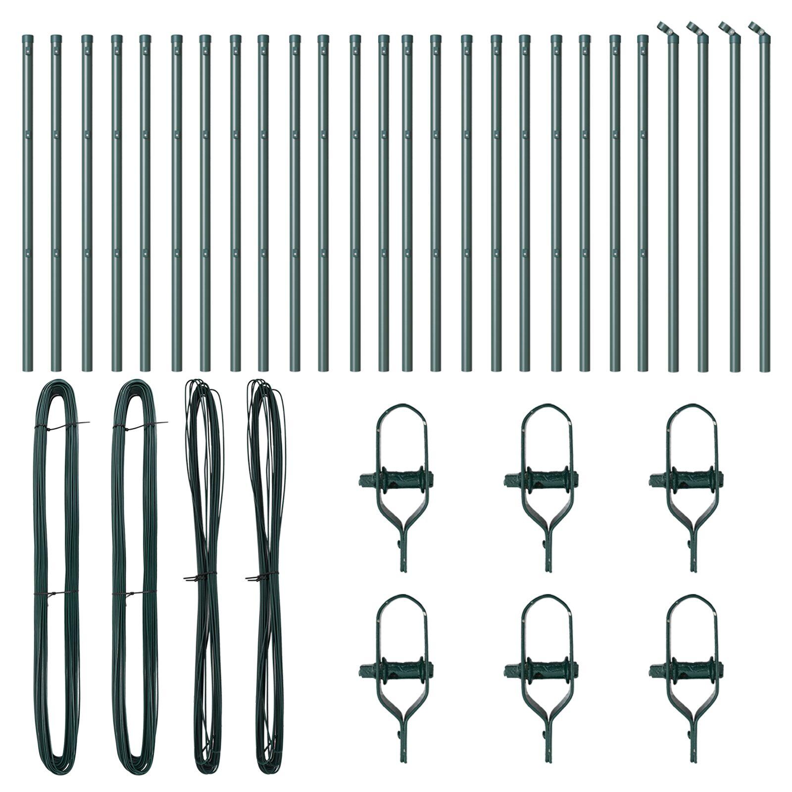 Stakitter 26 stk Grøn Ø32 mm 120 cm Galvaniseret Stål