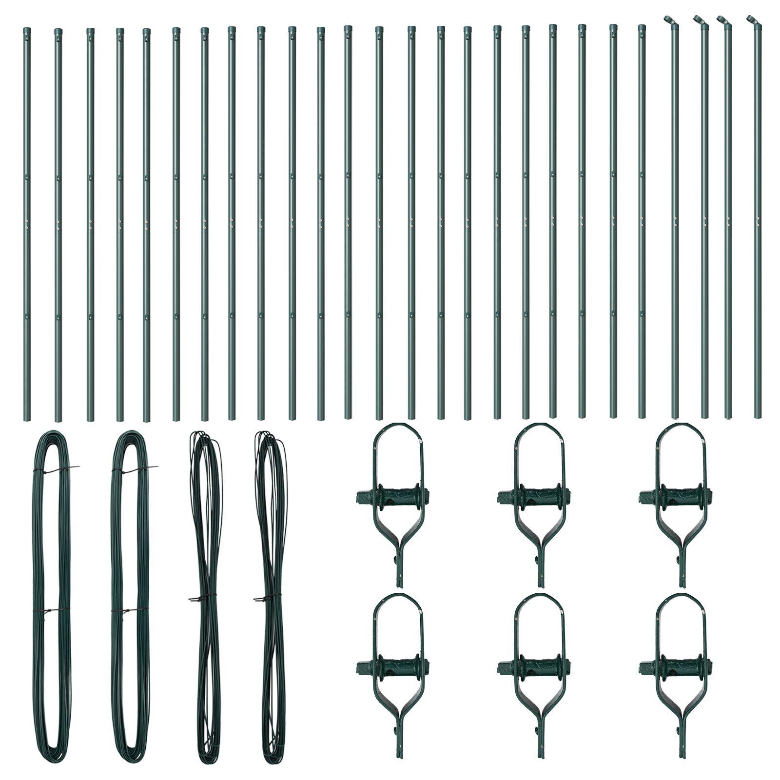 Hegnsøjler 26 stk Grøn Ø32 mm 190 cm Galvaniseret Stål