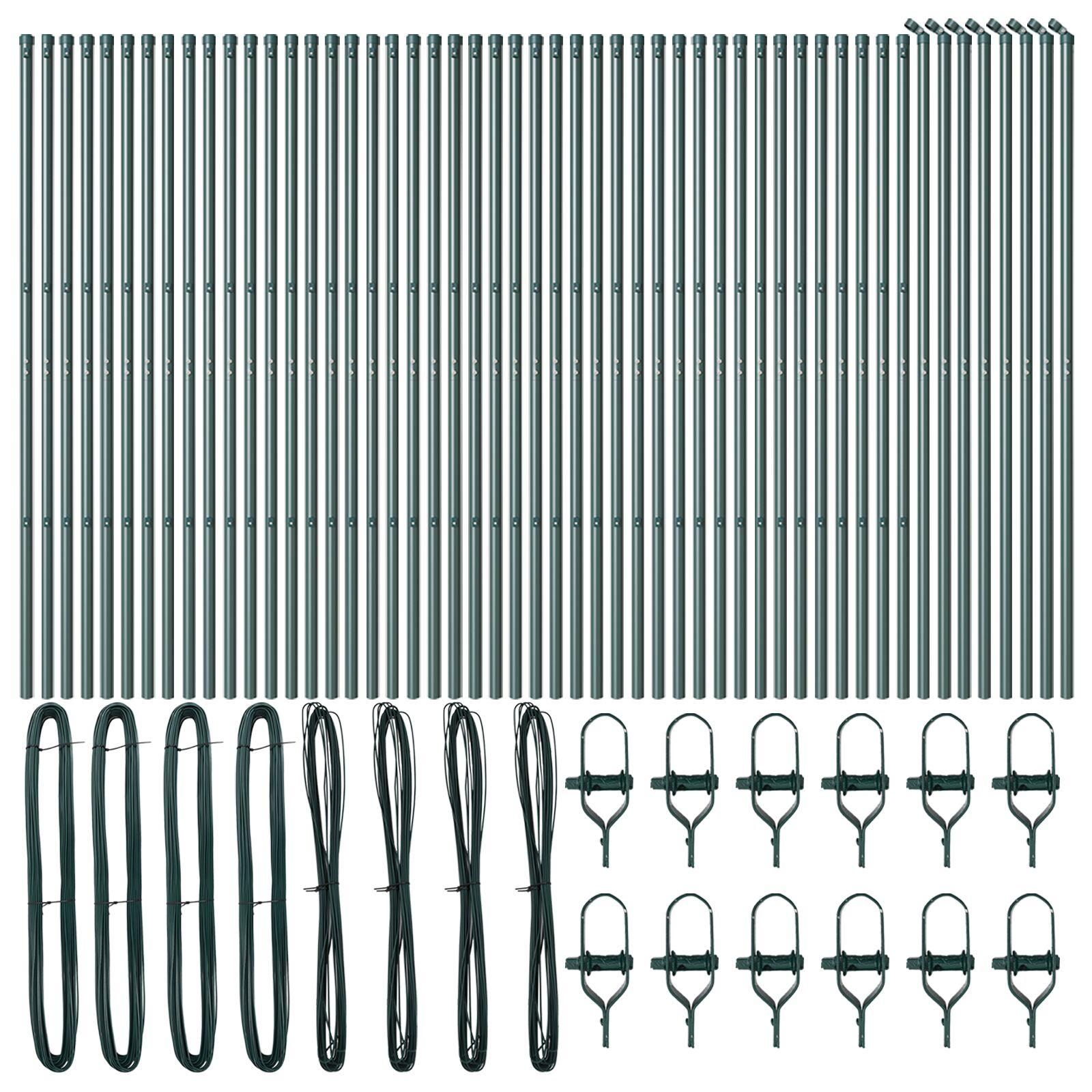Stakstolper 52 stk Grøn Ø32 mm 210 cm Galvaniseret Stål