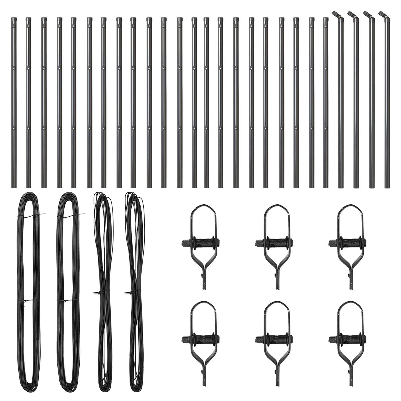 Stakitter 26 stk Grå Ø32 mm 120 cm Galvaniseret Stål