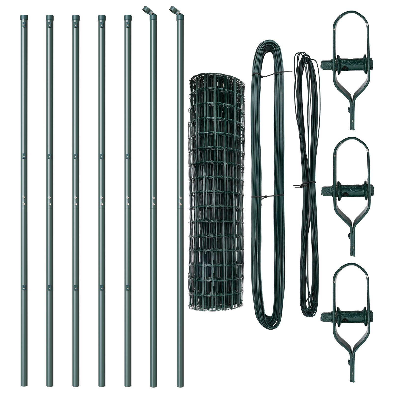Eurohegn med 7 stolper 1x10 m galvaniseret stål grøn