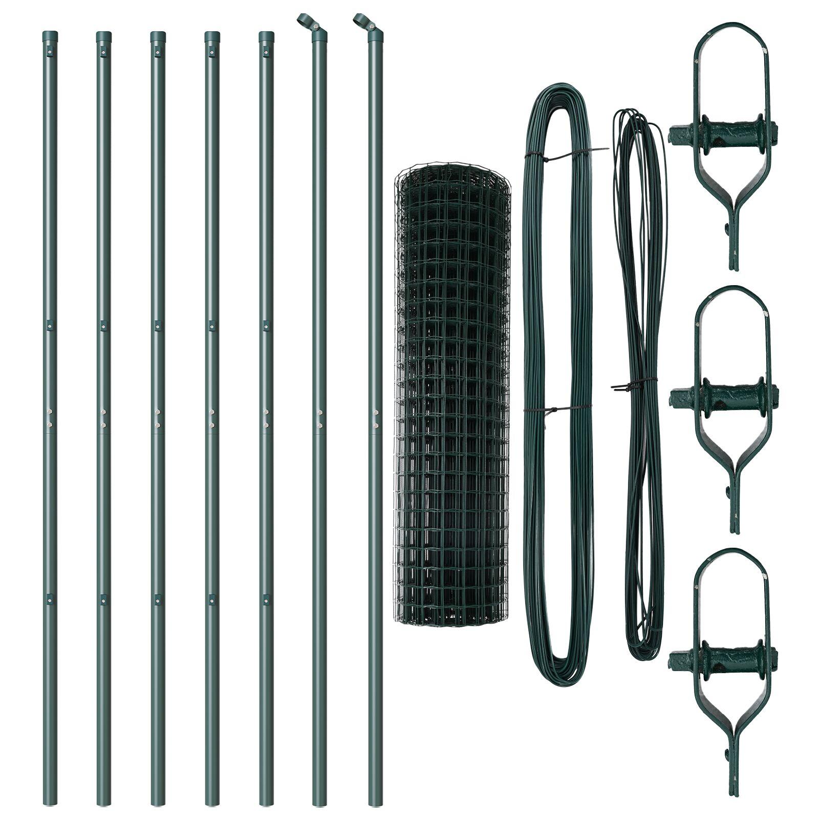 Euro Hegn med 7 Poster 1,4x10 m Galvaniseret Stål Grøn