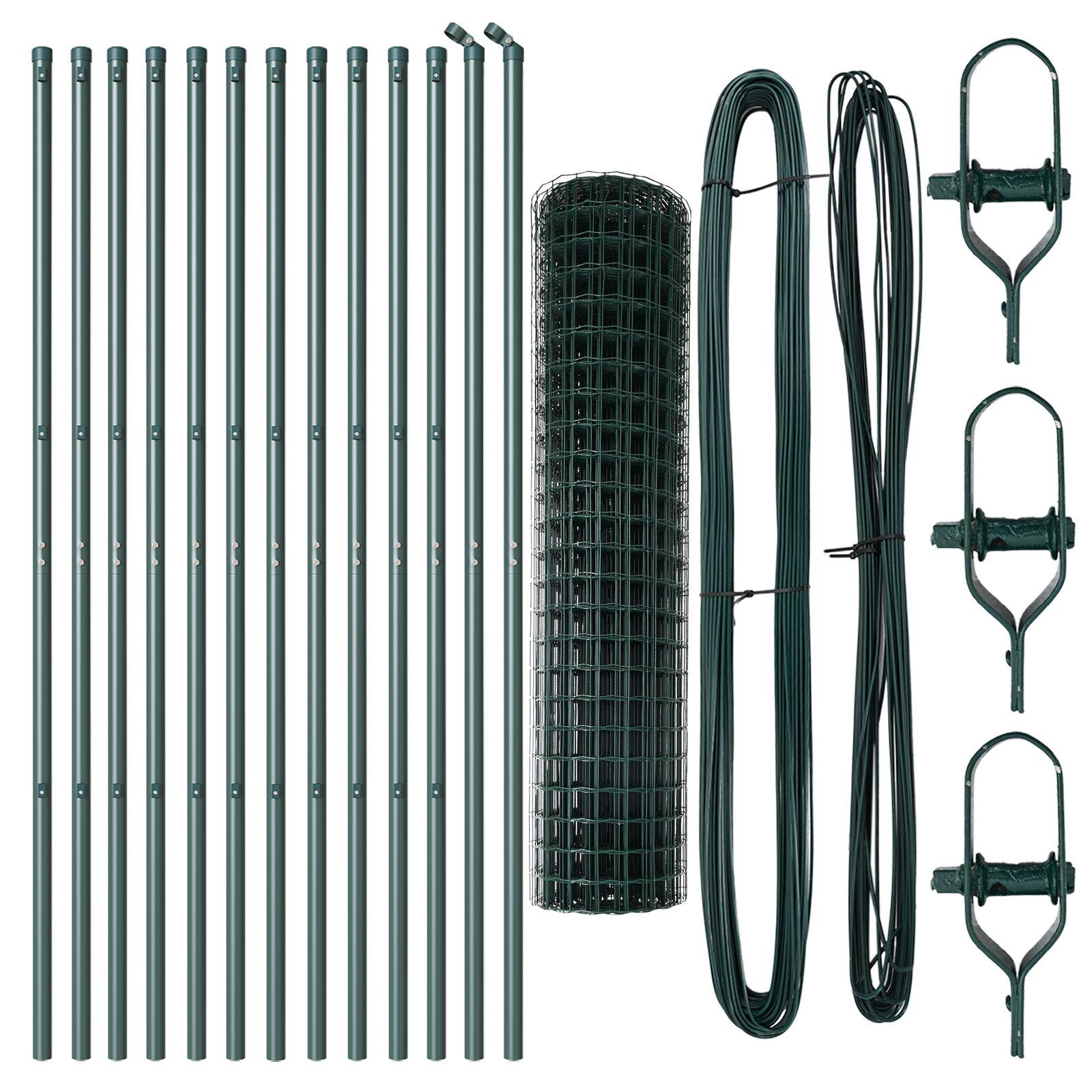 Euro Zaun med 13 Poster 1x25 m Galvaniseret Stål Grøn