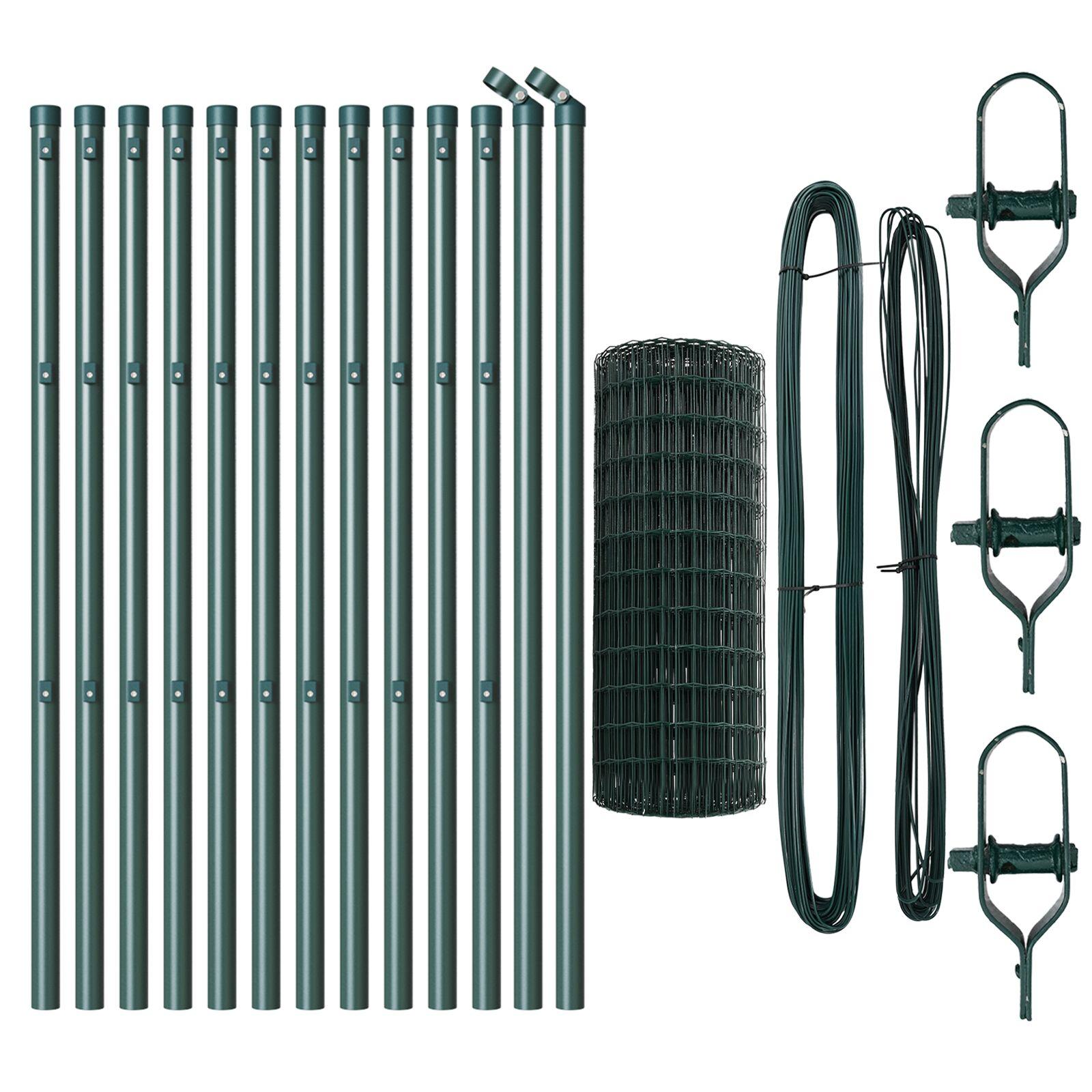 Euro hegn med 13 stolper 0.4x25 m Galvaniseret stål grøn
