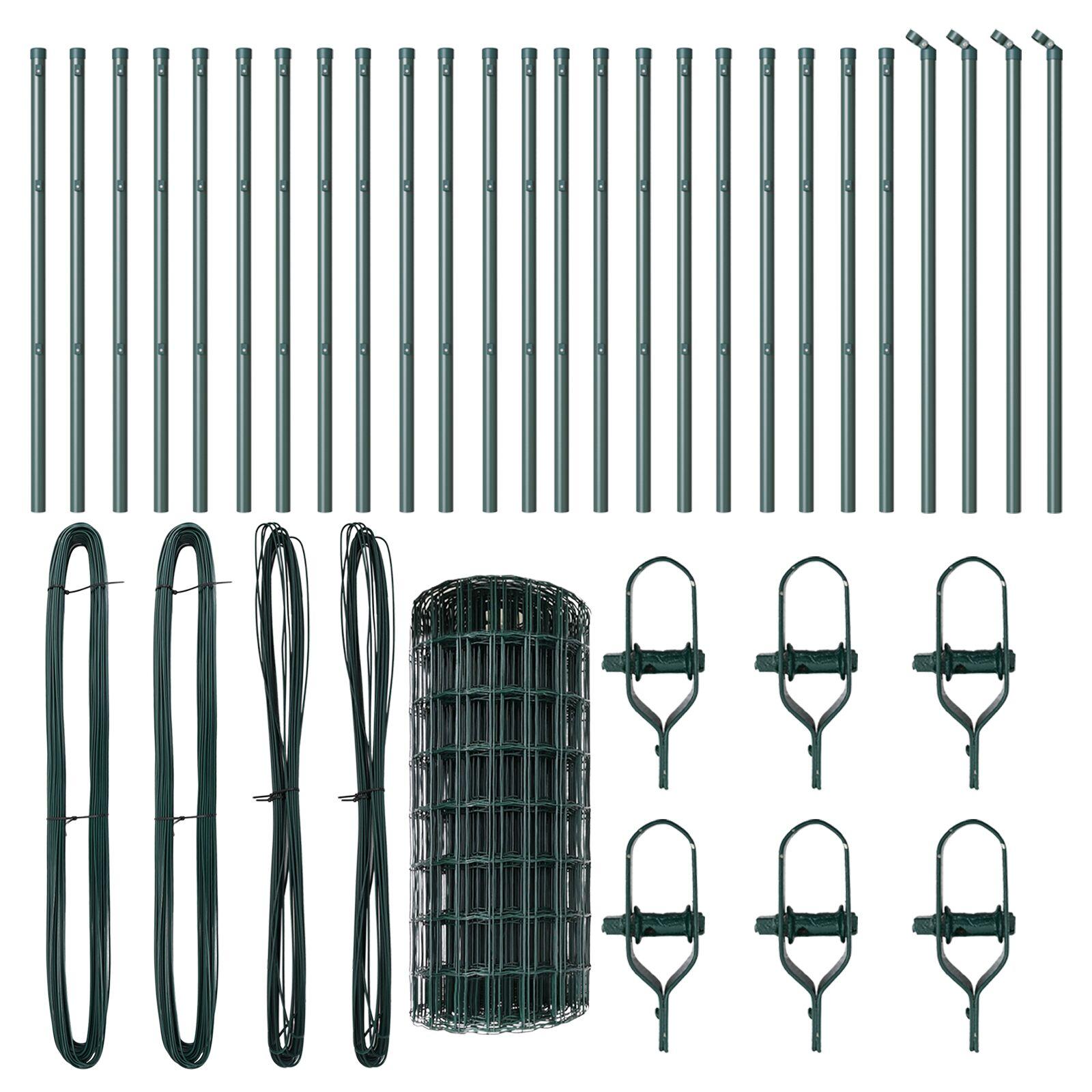 Euro Hegn med 13 Poster 0.6x50 m Galvaniseret Stål Grøn