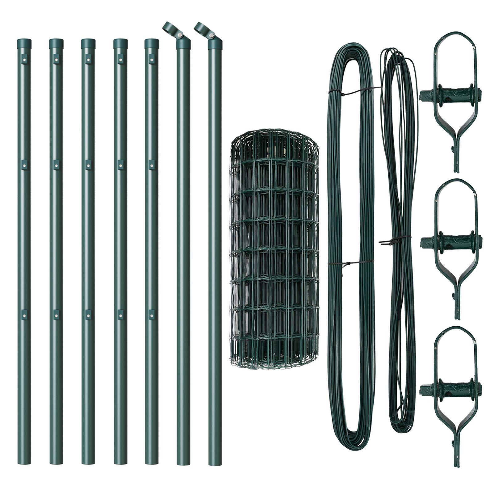 Euro Hegn med 7 Stolper 0.6x10 m Galvaniseret Stål Grøn