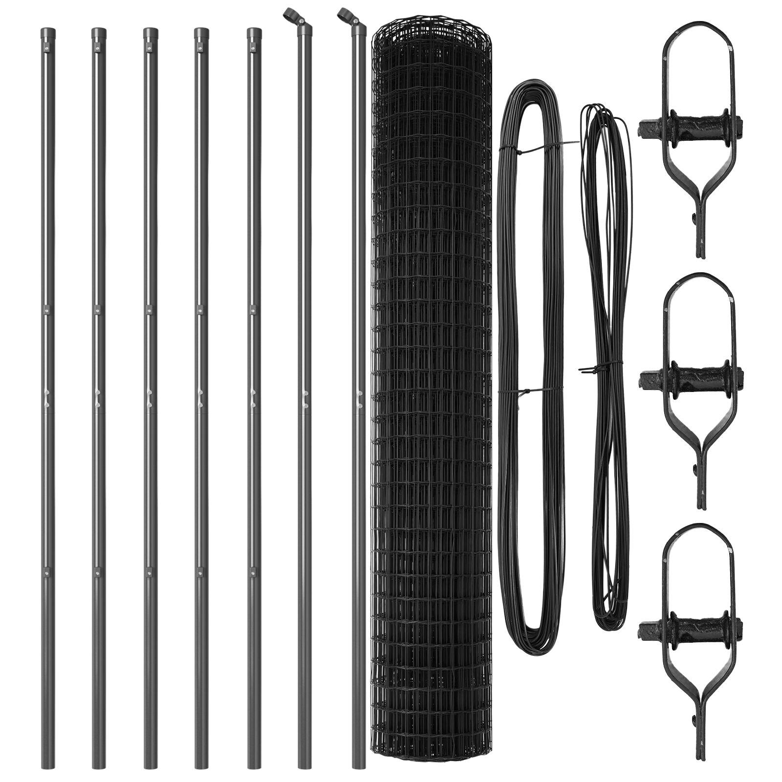 Euro Hegn med 7 Poster 1,5x10 m Galvaniseret Stål Grå