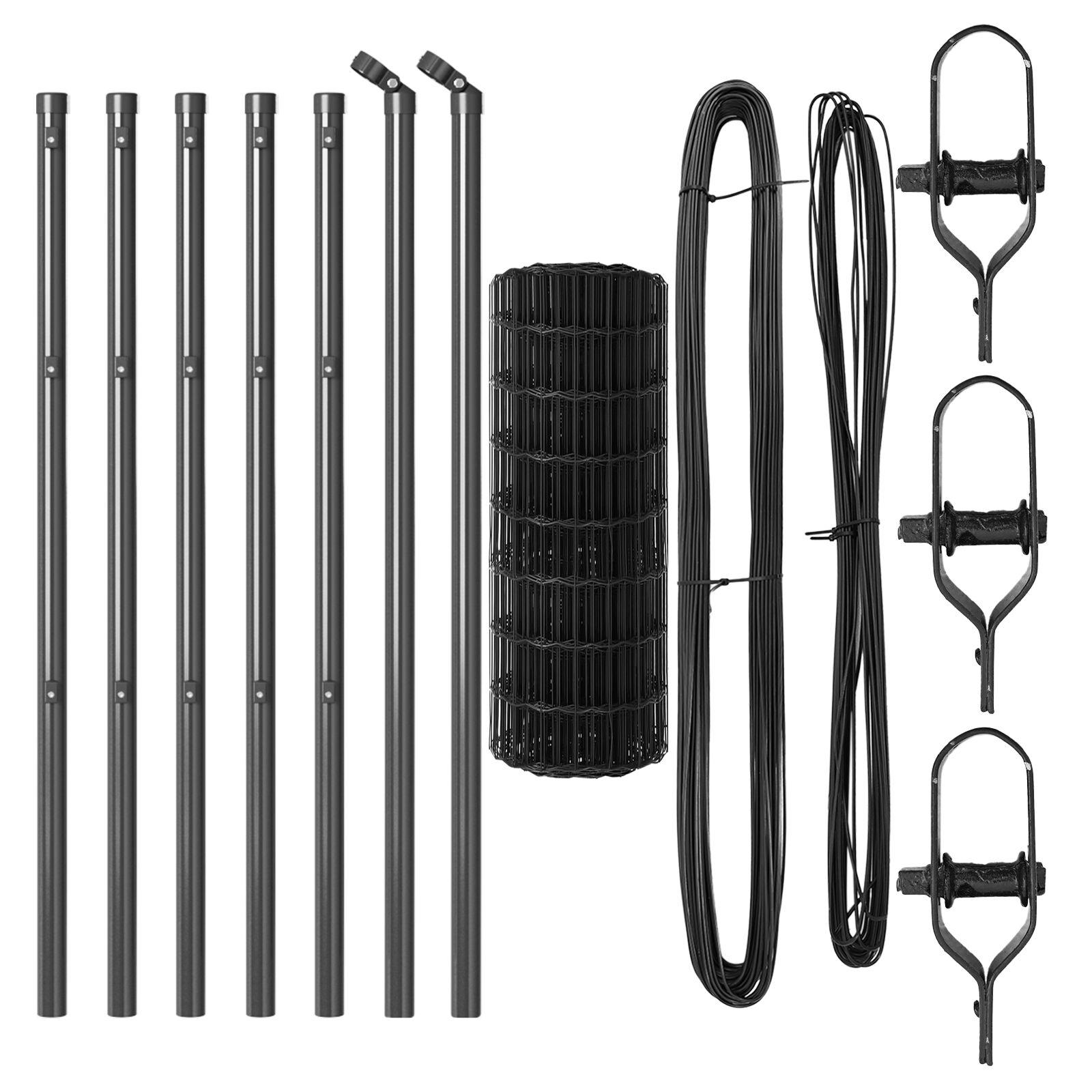 Euro Hegn med 13 Posts 0.8x25 m Galvaniseret Stål Grå