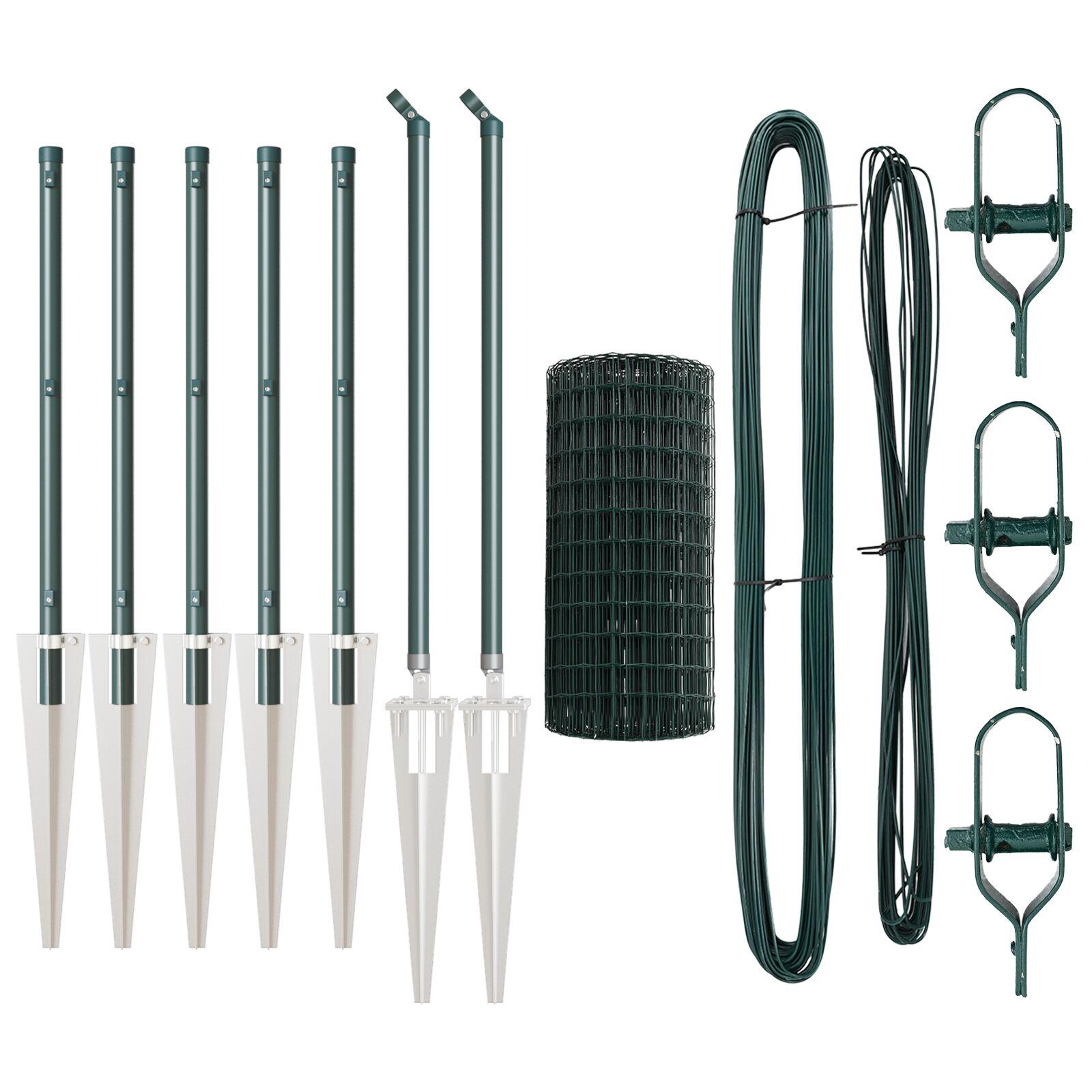 Euro Hegnet med 7 Spike Poster 0.6x10 m Galvaniseret Stål Grøn