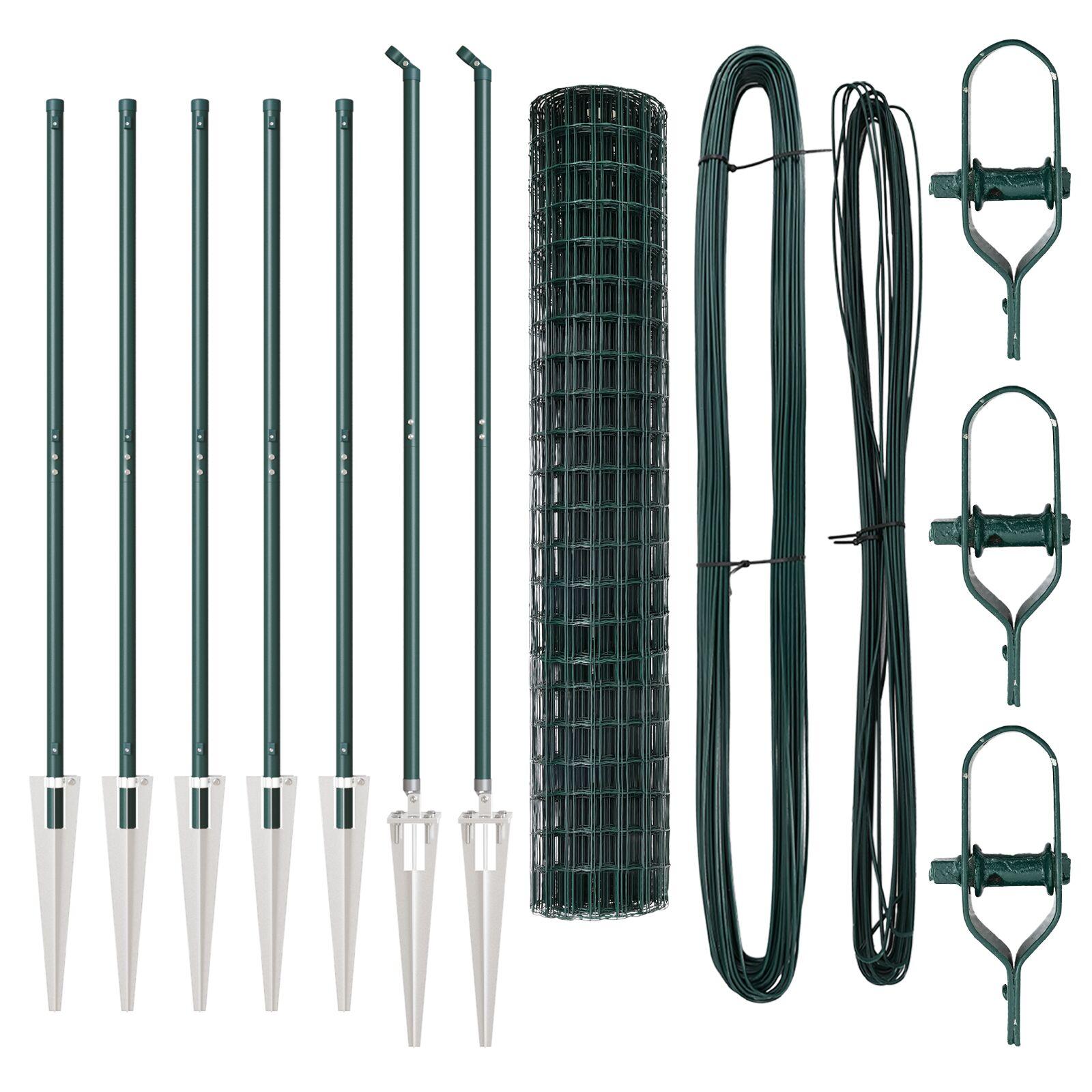 Euro Heg med 7 Spike Poster 1,5 x 10 m Galvaniseret Stål Grøn