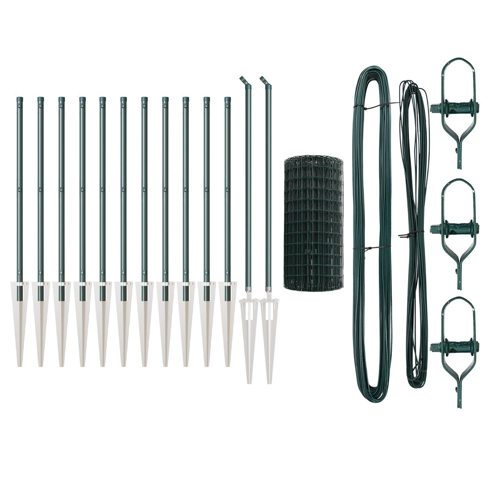 Euro Hegn med 13 Spidspæle 0.4x25 m Galvaniseret Stål Grøn