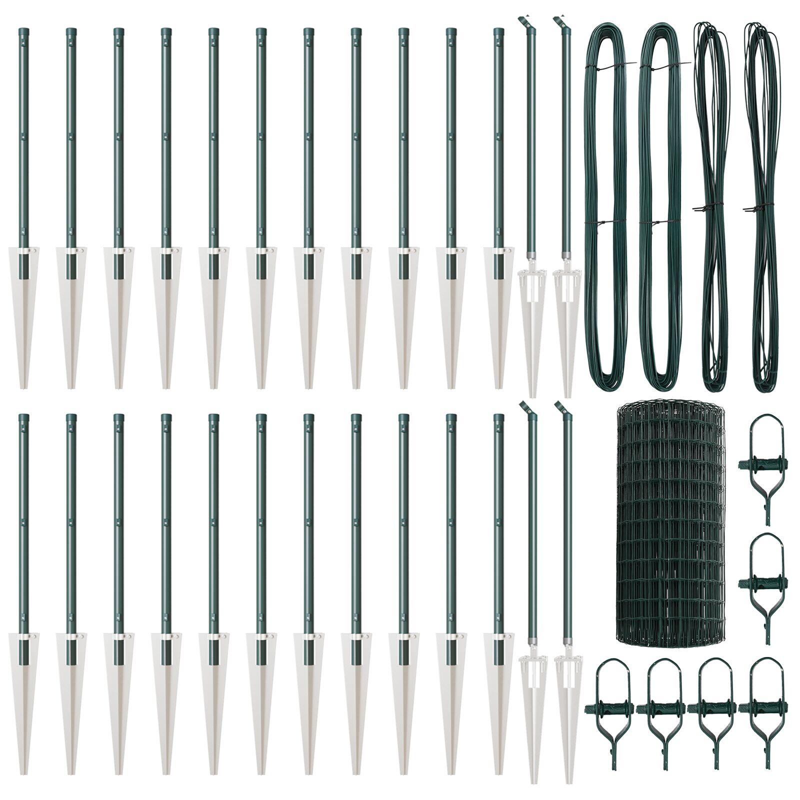 Euro Hegn med 13 Spidse Poster 0.6x50 m Galvaniseret Stål Grøn