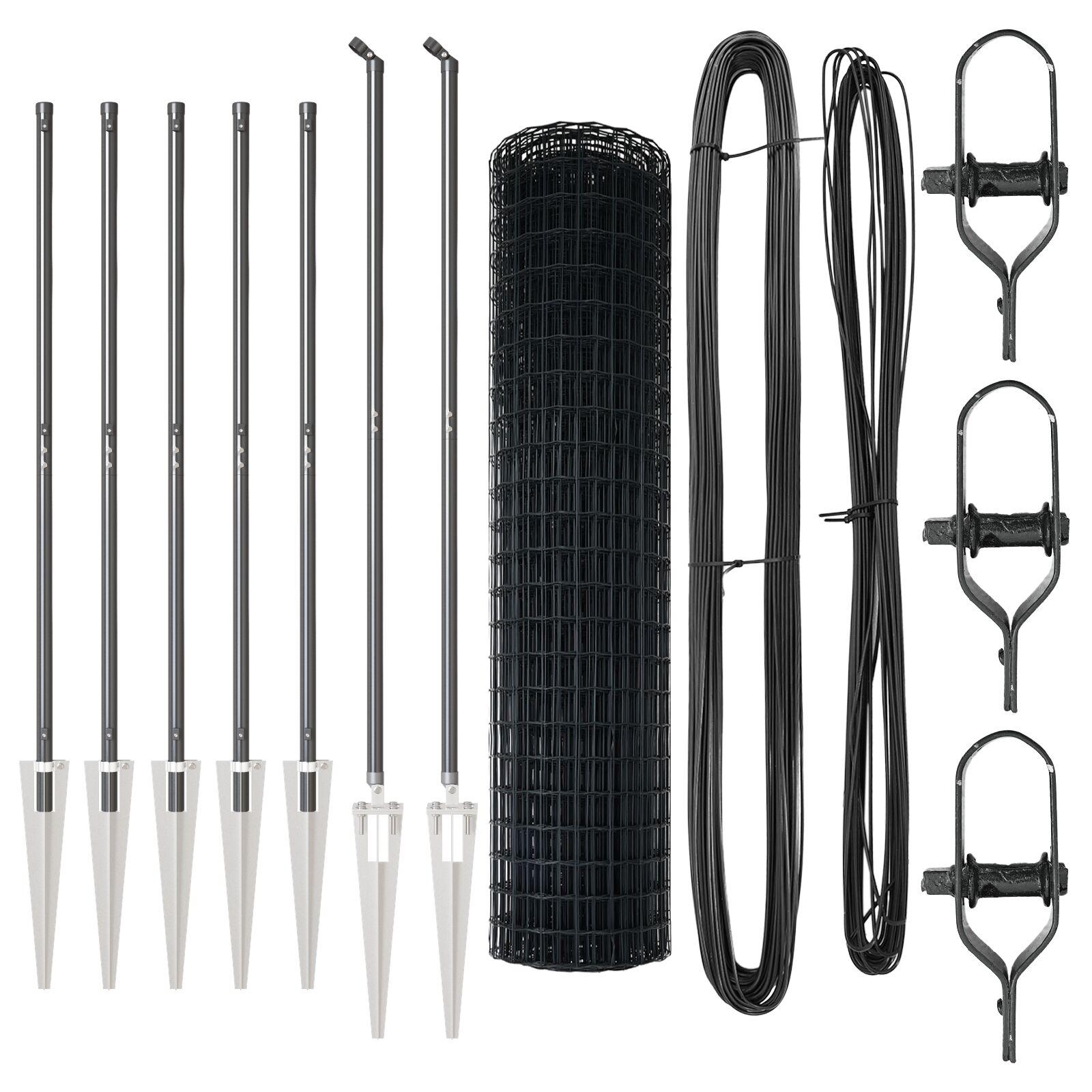 Euro Hegn med 7 Spidsposter 1.4x10 m Galvaniseret Stål Grå