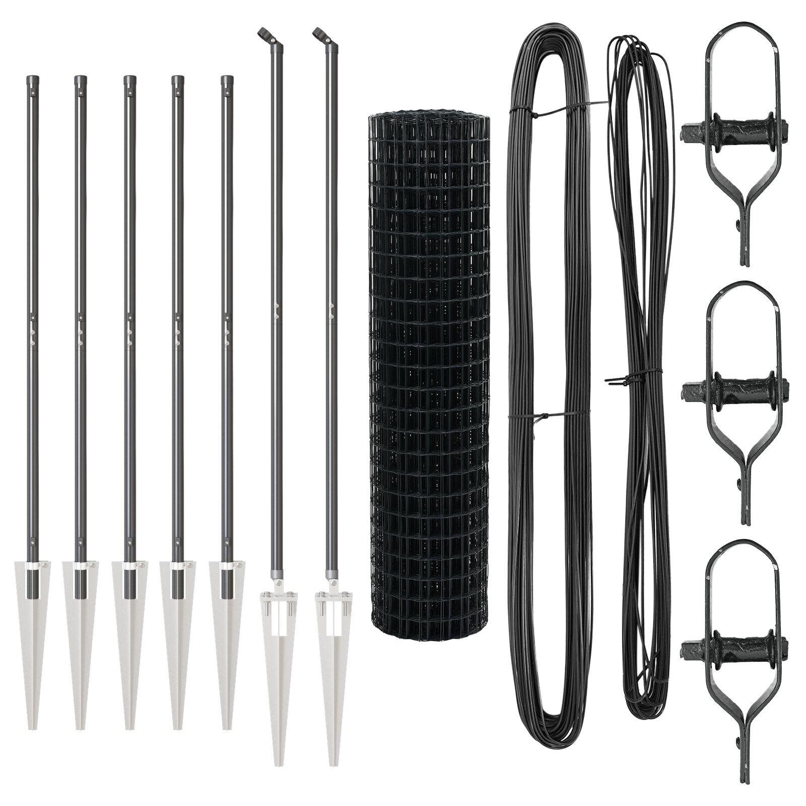 Euro Hegn med 7 Spydposter 1,2x10 m Galvaniseret Stål Grå