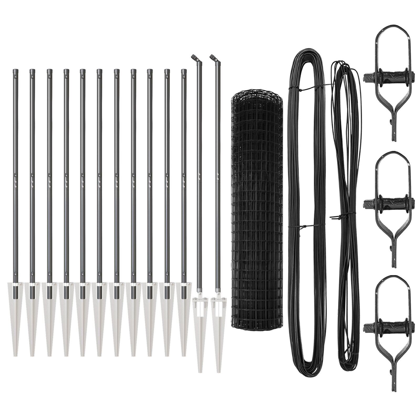 Euro Hegnet med 13 Spidspæle 1,2x25 m Galvaniseret Stål Grå