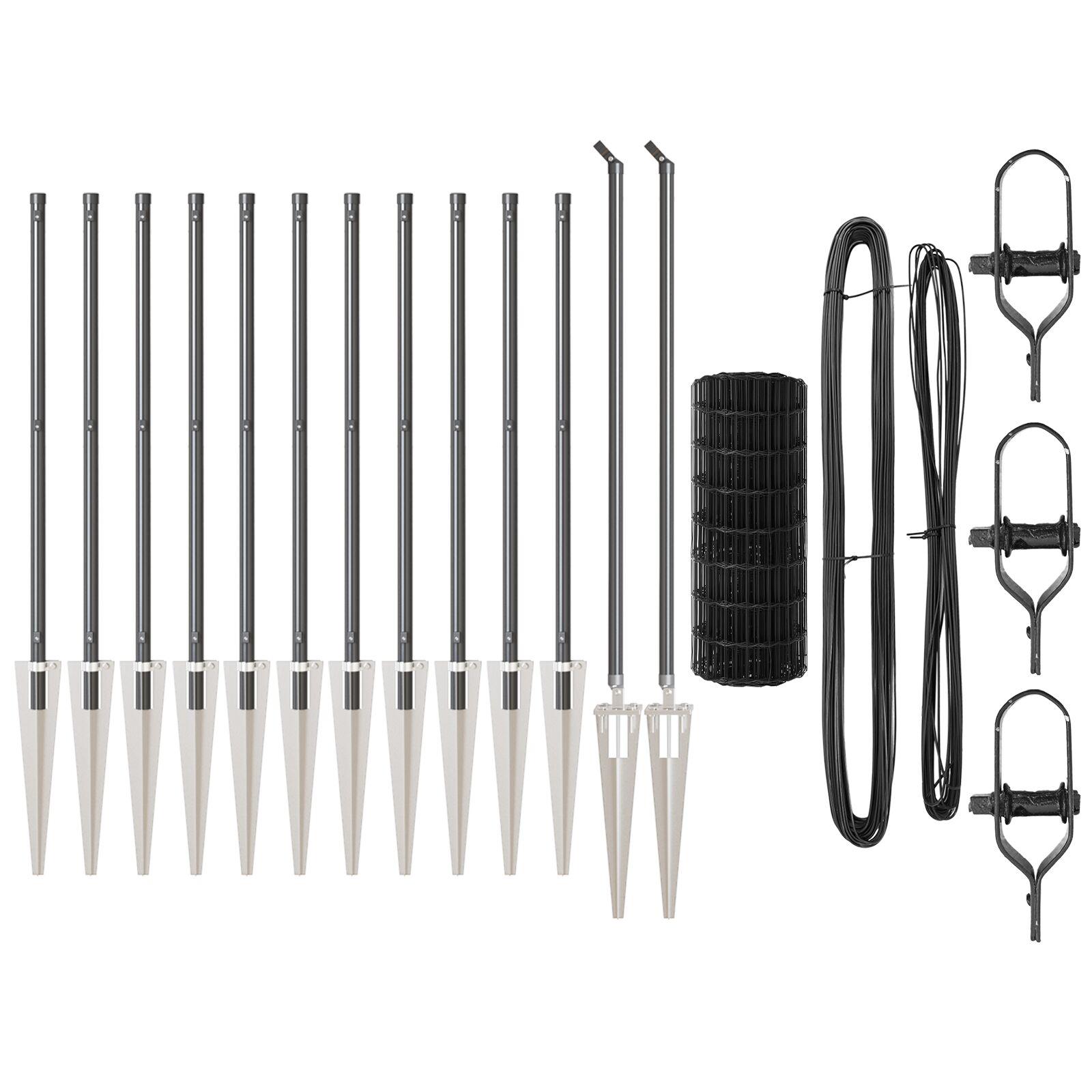 Euro Hegn med 13 Spike Poster 0.6x25 m Galvaniseret Stål Grå