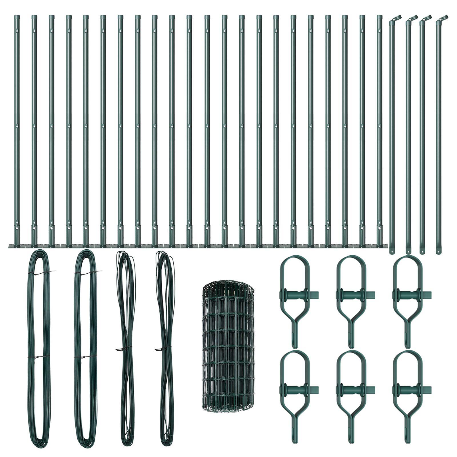 Euro Indhegning med 13 Flange Stolper 0.4x50 m Galvaniseret Stål