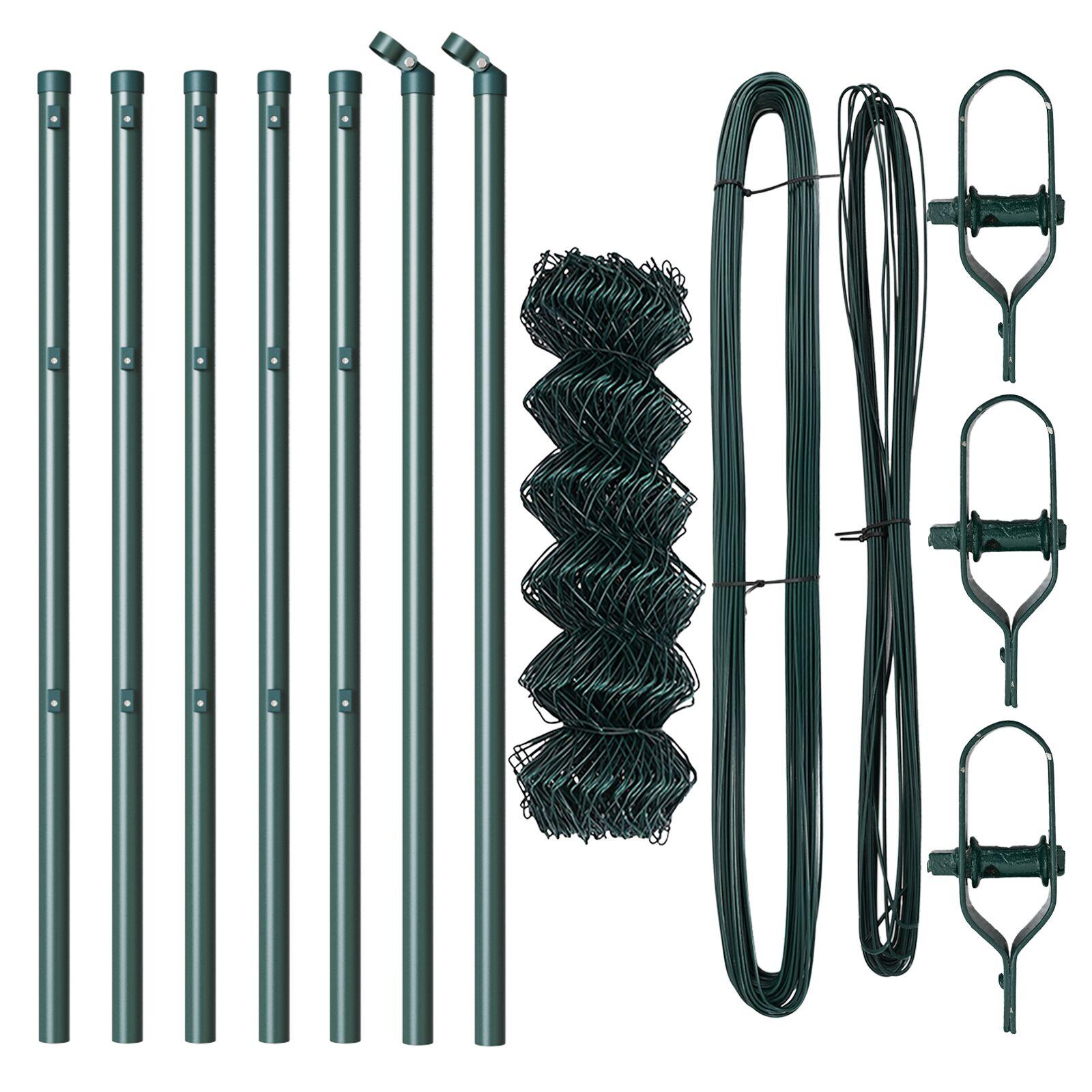 Kædehegn med 7 stolper 0,6x10 m Galvaniseret stål Grøn