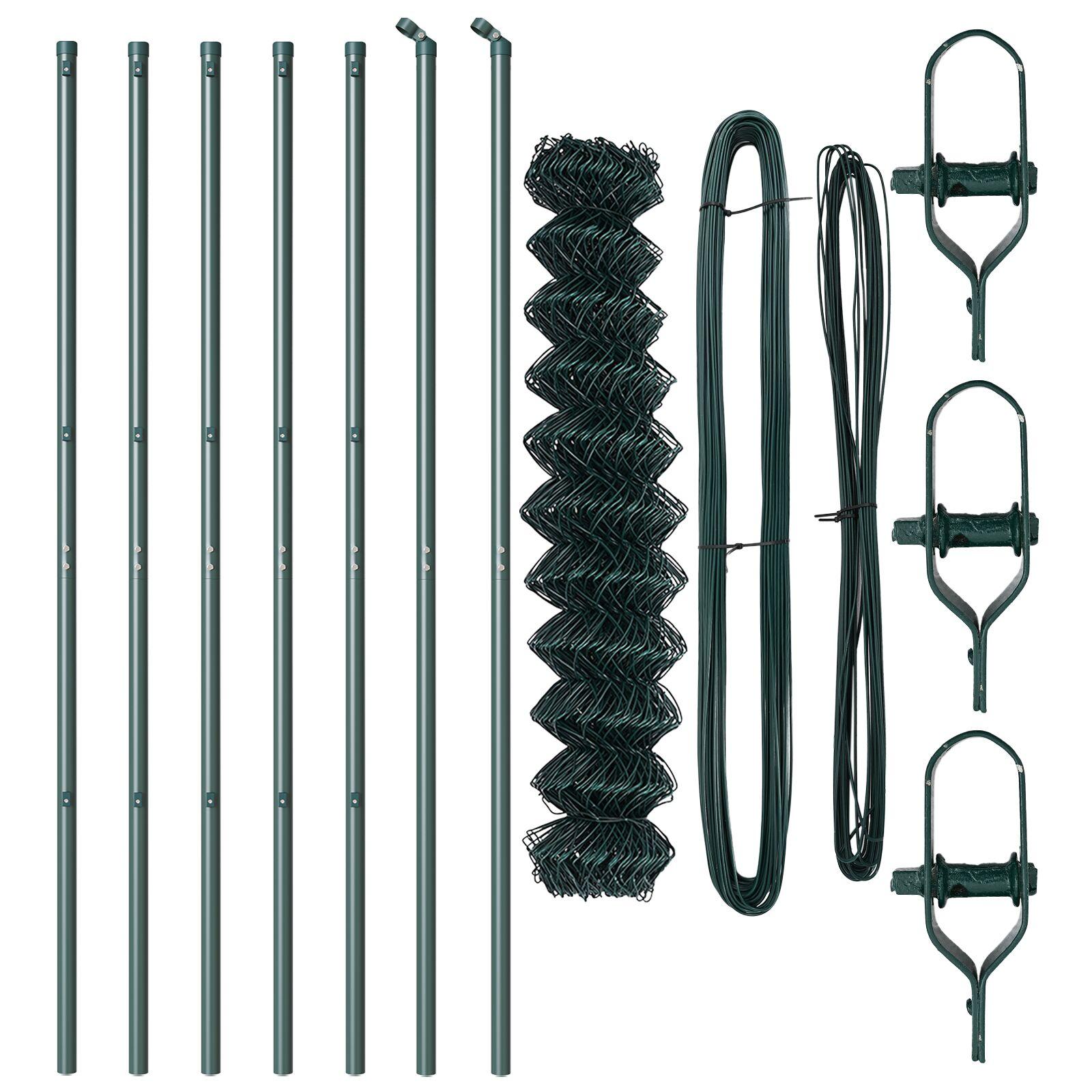 Kædehegn med 7 stolper 1.2x10 m Galvaniseret Stål Grøn