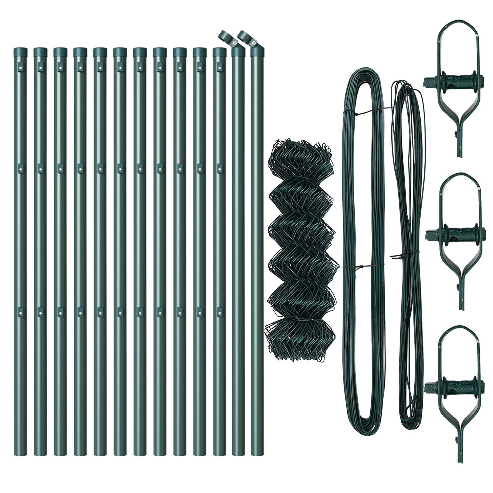 Kædehegn med 13 Stænger 0,4x25 m Galvaniseret Stål Grøn