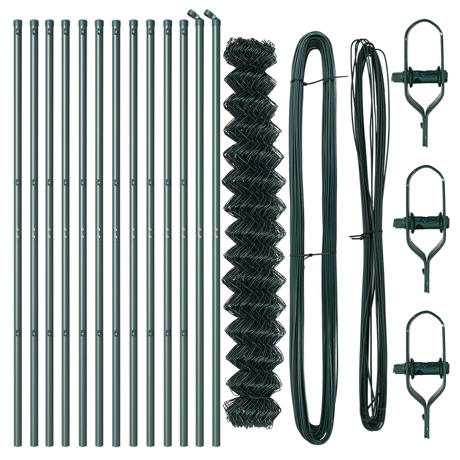 Kædehegn med 13 stolper 1,6x25 m galvaniseret stål grøn