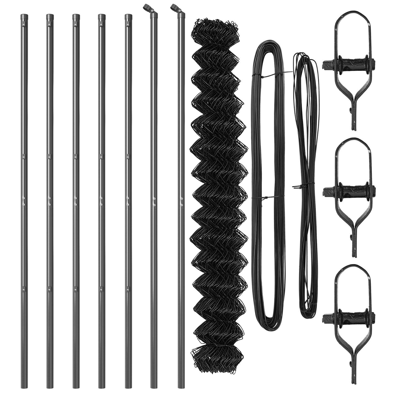 Kædehegn med 7 poster 1.6x10 m galvaniseret stål grå