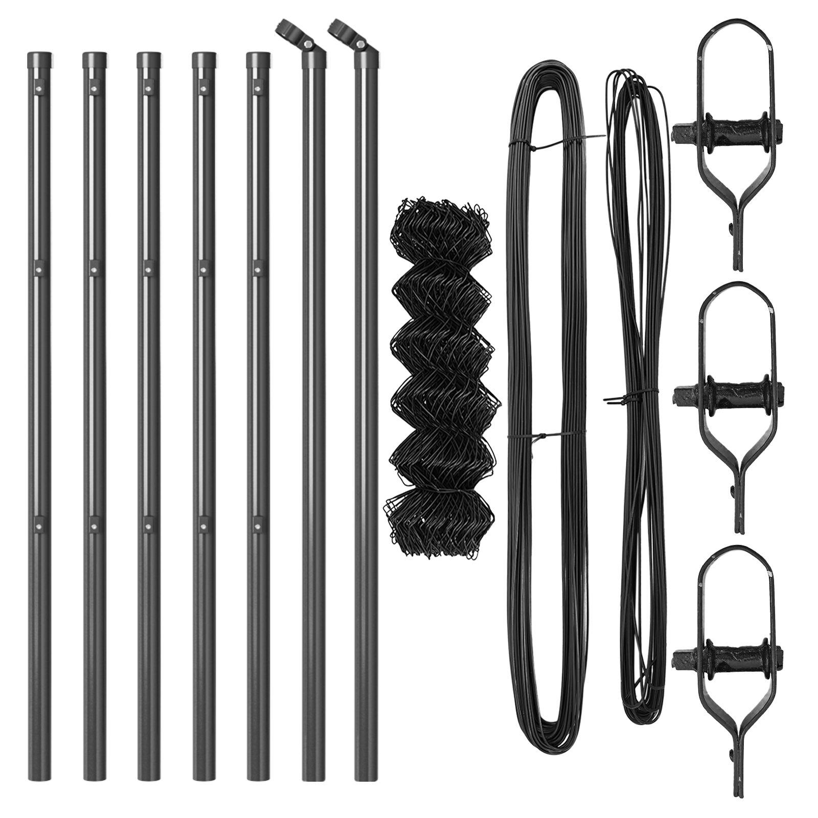 Kædetrådshegn med 7 Stænger 0,8x10 m Galvaniseret Stål Grå