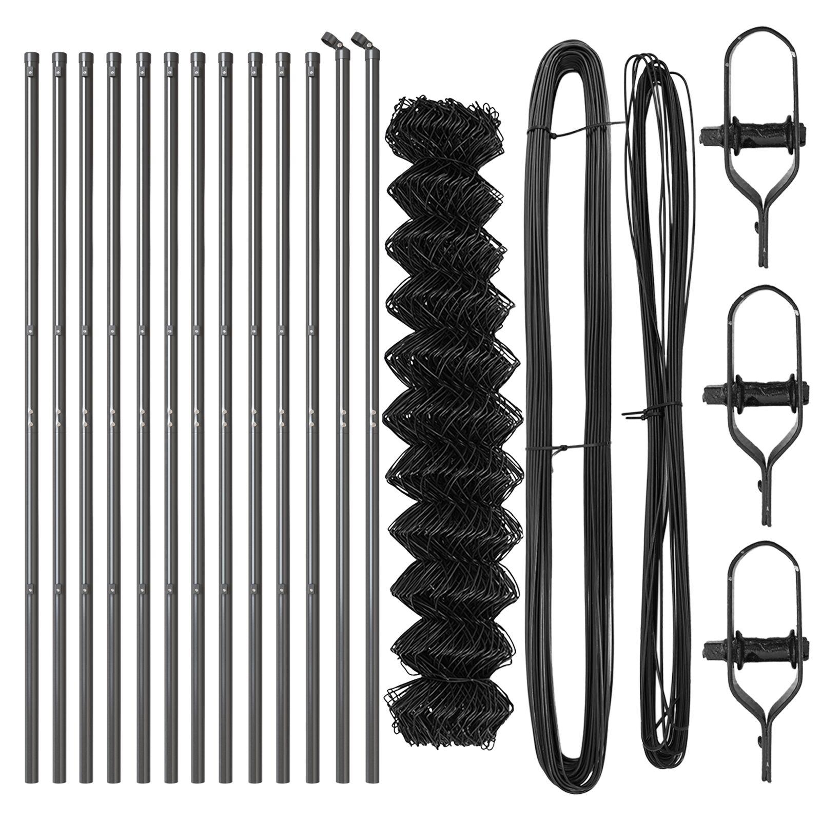 Kædehegn med 13 Støtter 1x25 m Galvaniseret Stål Grå