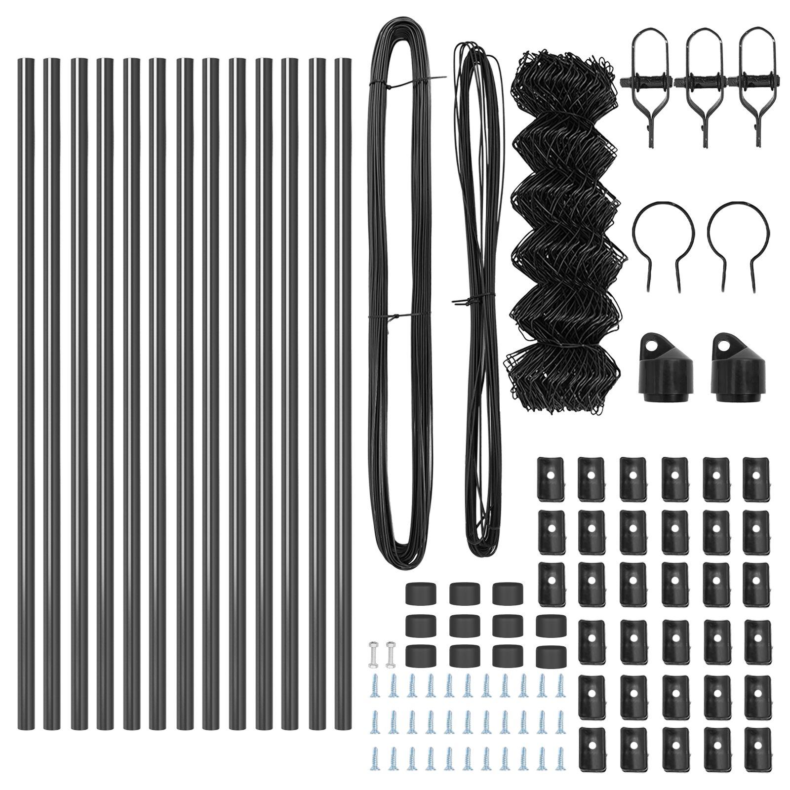 Kæde Link Hegn med 13 Pæle 0.4x25 m Galvaniseret Stål Grå